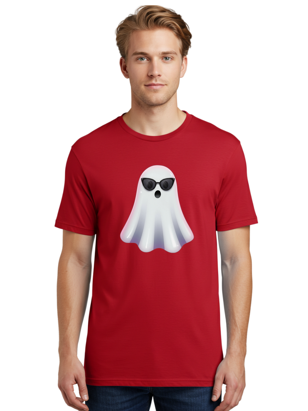 Ghost-Wearing-Sunglasses-1 Men'S Graphic Tee, 100% Cotton, Comfortable Casual Summer Wear, Machine Washable, Vintage Camera, Old Camera, Antique Camera, Black Camera, Classic Photography, Photography Equipment, Nostalgic Device, Film Camera, Bak673