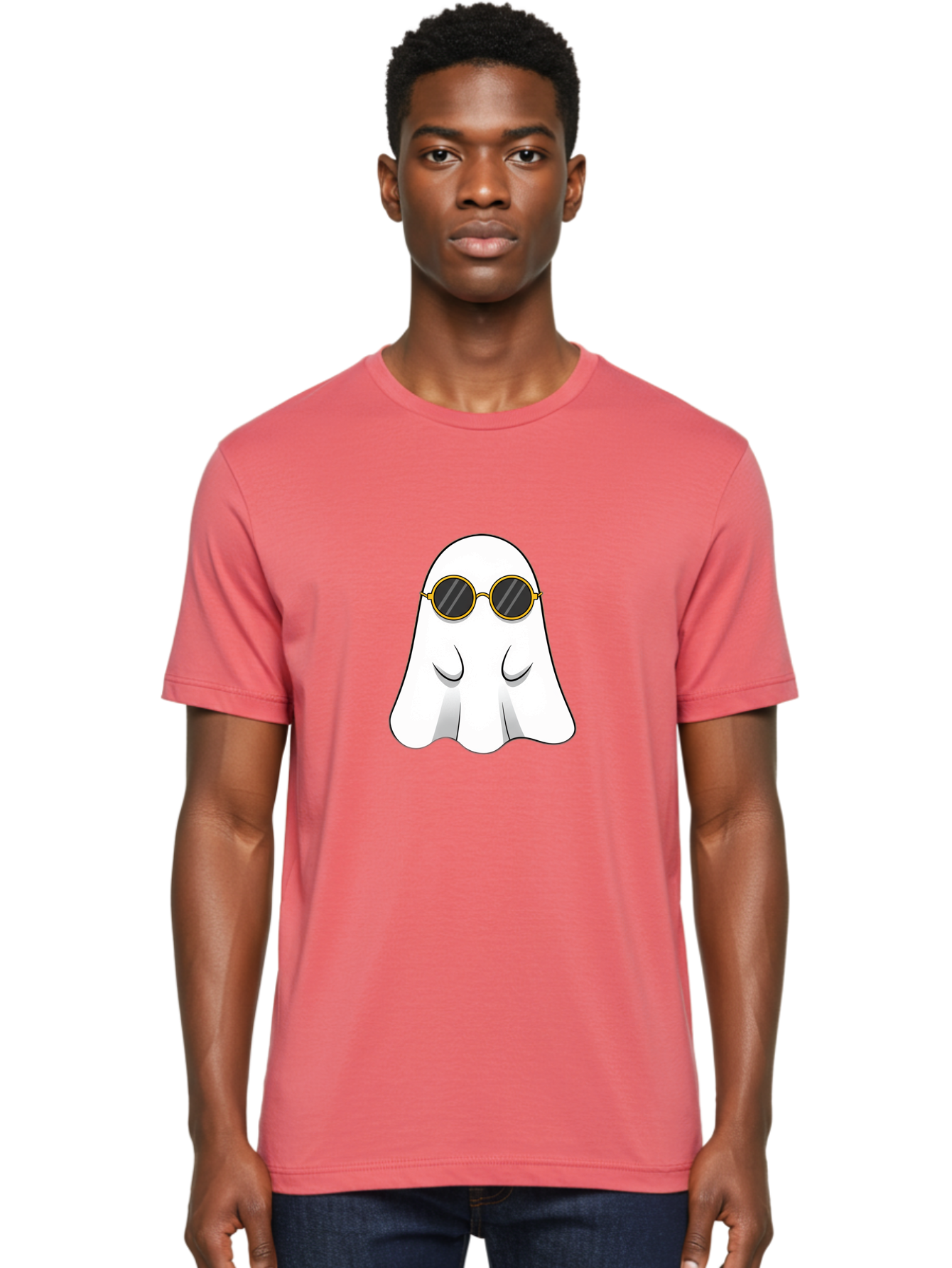 Ghost-Wearing-Sunglasses-2 Men'S Graphic Tee, 100% Cotton, Comfortable Casual Summer Wear, Machine Washable, Vintage Camera, Old Camera, Antique Camera, Black Camera, Classic Photography, Photography Equipment, Nostalgic Device, Film Camera, Bak674