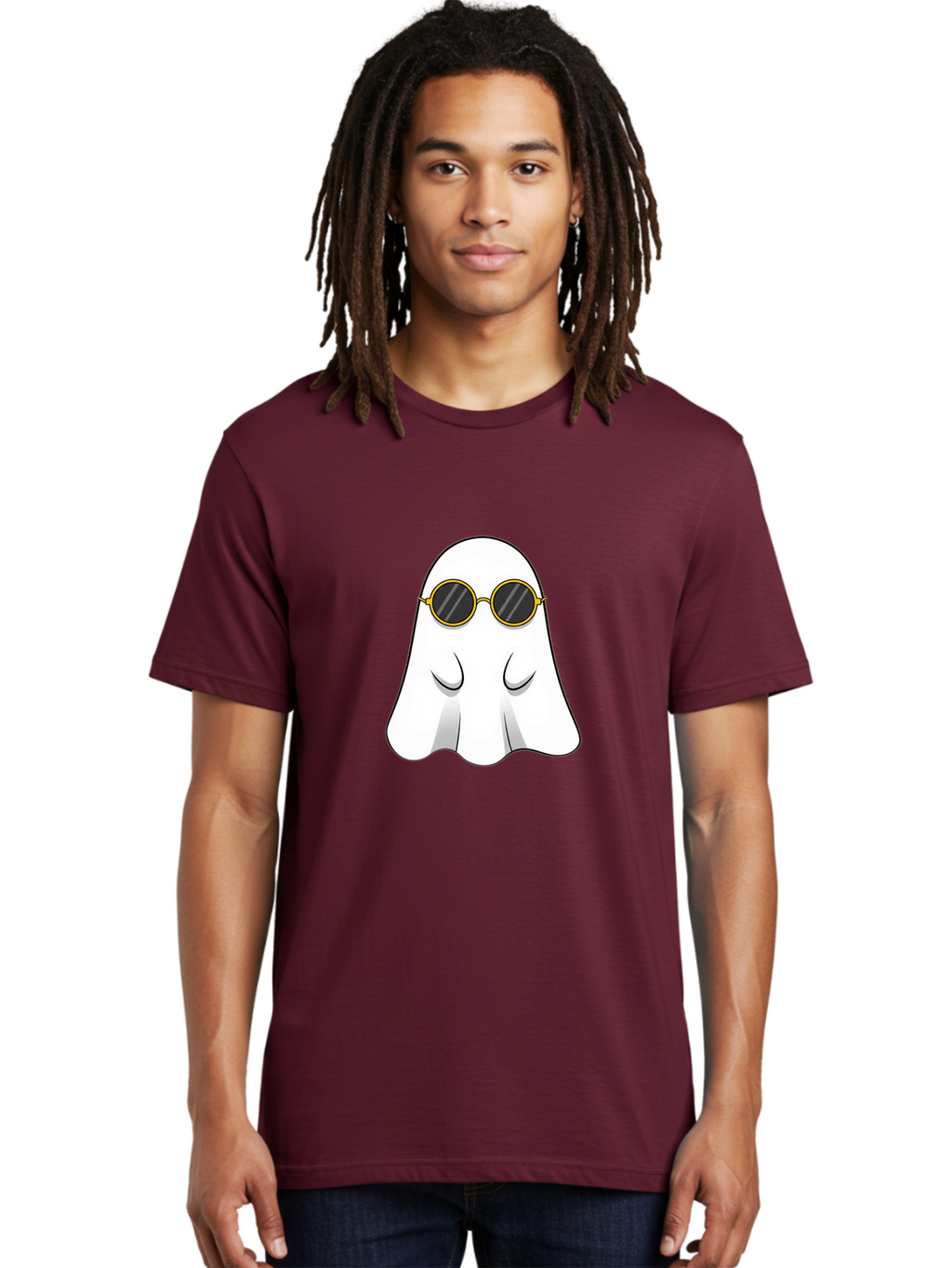 Ghost-Wearing-Sunglasses-2 Men'S Graphic Tee, 100% Cotton, Comfortable Casual Summer Wear, Machine Washable, Vintage Camera, Old Camera, Antique Camera, Black Camera, Classic Photography, Photography Equipment, Nostalgic Device, Film Camera, Bak674