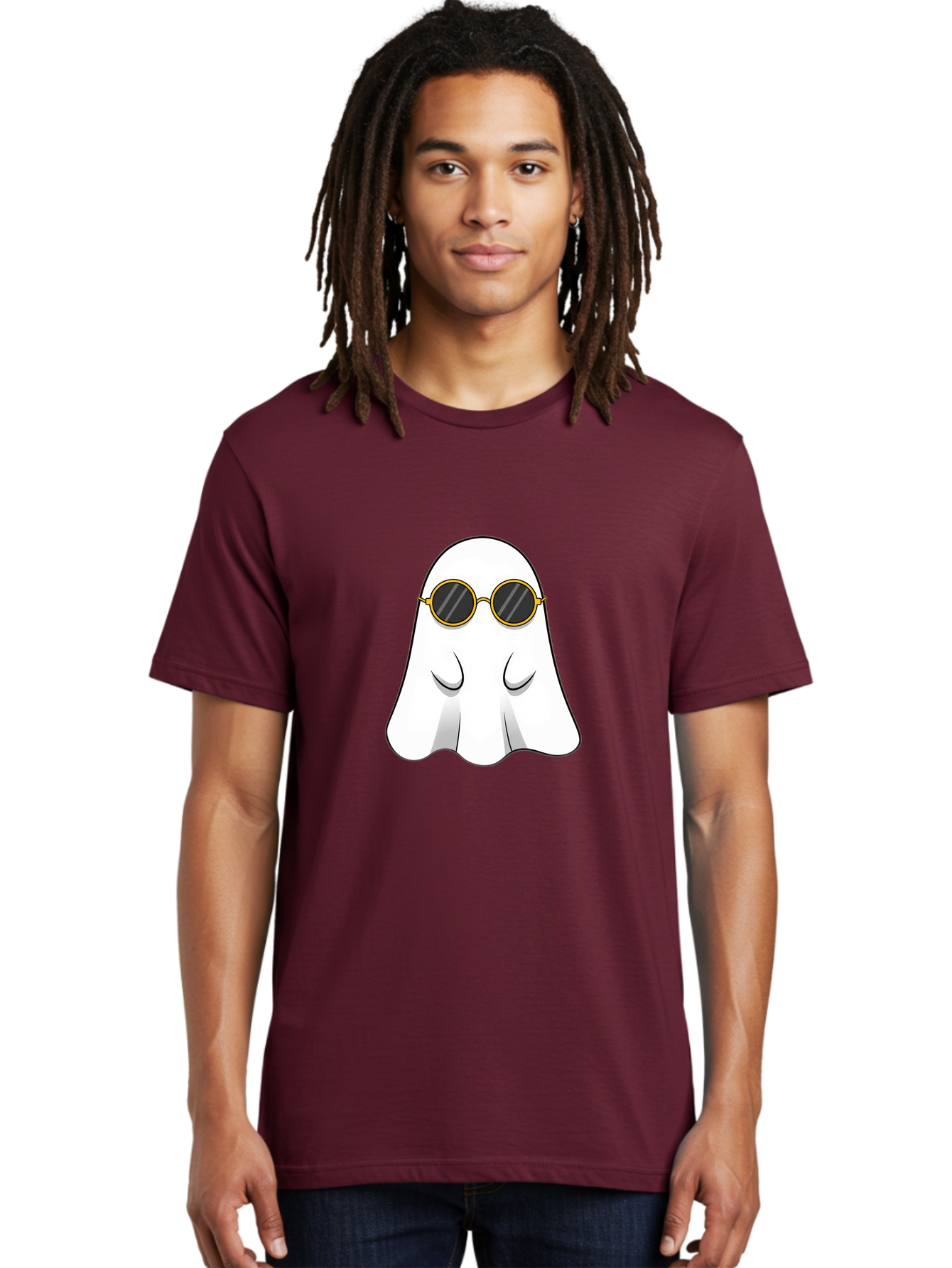 Ghost-Wearing-Sunglasses-2 Men'S Graphic Tee, 100% Cotton, Comfortable Casual Summer Wear, Machine Washable, Vintage Camera, Old Camera, Antique Camera, Black Camera, Classic Photography, Photography Equipment, Nostalgic Device, Film Camera, Bak674