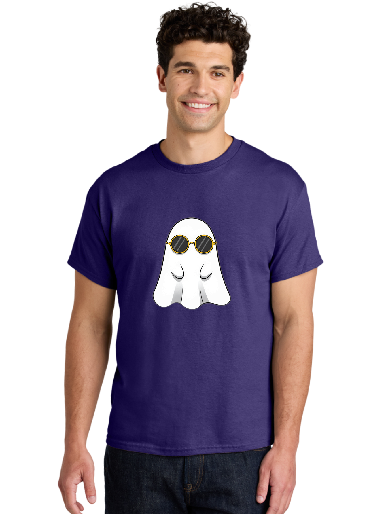 Ghost-Wearing-Sunglasses-2 Men'S Graphic Tee, 100% Cotton, Comfortable Casual Summer Wear, Machine Washable, Vintage Camera, Old Camera, Antique Camera, Black Camera, Classic Photography, Photography Equipment, Nostalgic Device, Film Camera, Bak674