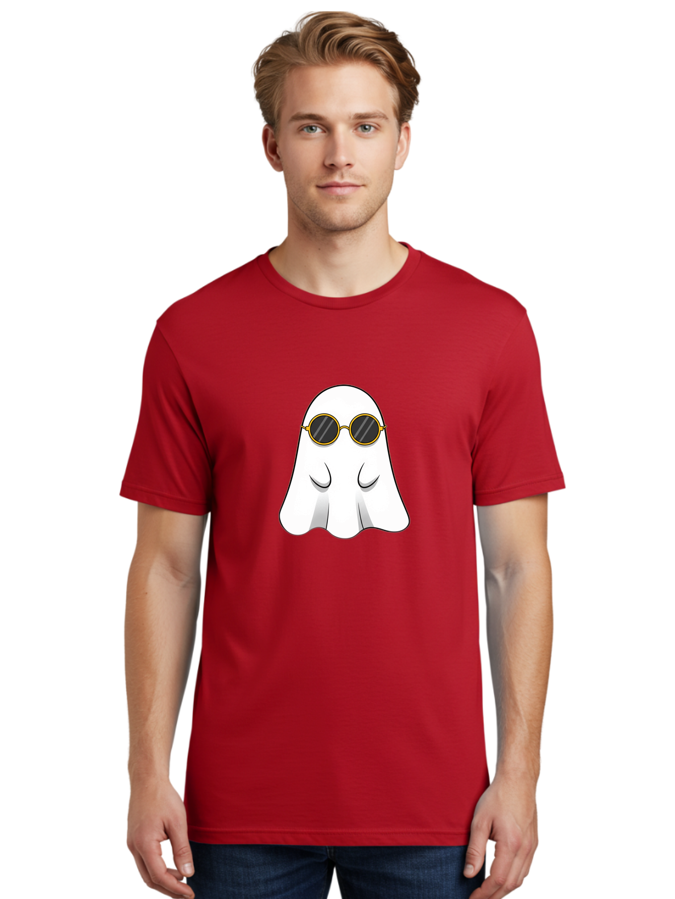 Ghost-Wearing-Sunglasses-2 Men'S Graphic Tee, 100% Cotton, Comfortable Casual Summer Wear, Machine Washable, Vintage Camera, Old Camera, Antique Camera, Black Camera, Classic Photography, Photography Equipment, Nostalgic Device, Film Camera, Bak674