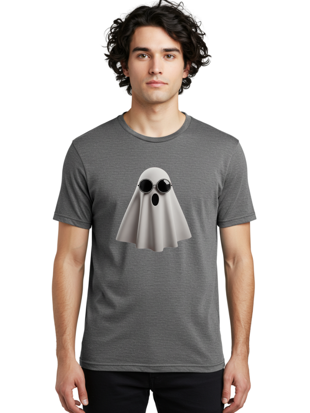 Ghost-Wearing-Sunglasses-3 Men'S Graphic Tee, 100% Cotton, Comfortable Casual Summer Wear, Machine Washable, Vintage Camera, Old Camera, Antique Camera, Black Camera, Classic Photography, Photography Equipment, Nostalgic Device, Film Camera, Bak675