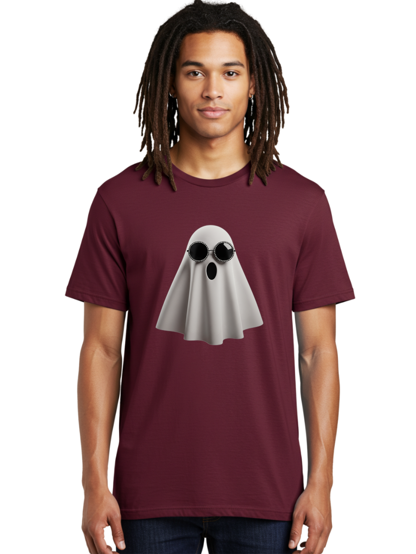 Ghost-Wearing-Sunglasses-3 Men'S Graphic Tee, 100% Cotton, Comfortable Casual Summer Wear, Machine Washable, Vintage Camera, Old Camera, Antique Camera, Black Camera, Classic Photography, Photography Equipment, Nostalgic Device, Film Camera, Bak675