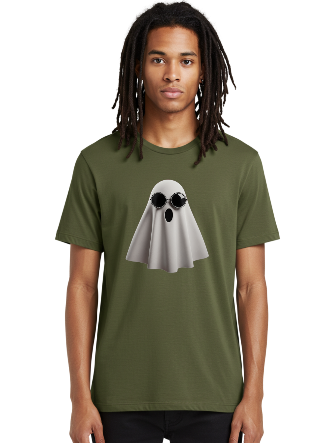 Ghost-Wearing-Sunglasses-3 Men'S Graphic Tee, 100% Cotton, Comfortable Casual Summer Wear, Machine Washable, Vintage Camera, Old Camera, Antique Camera, Black Camera, Classic Photography, Photography Equipment, Nostalgic Device, Film Camera, Bak675
