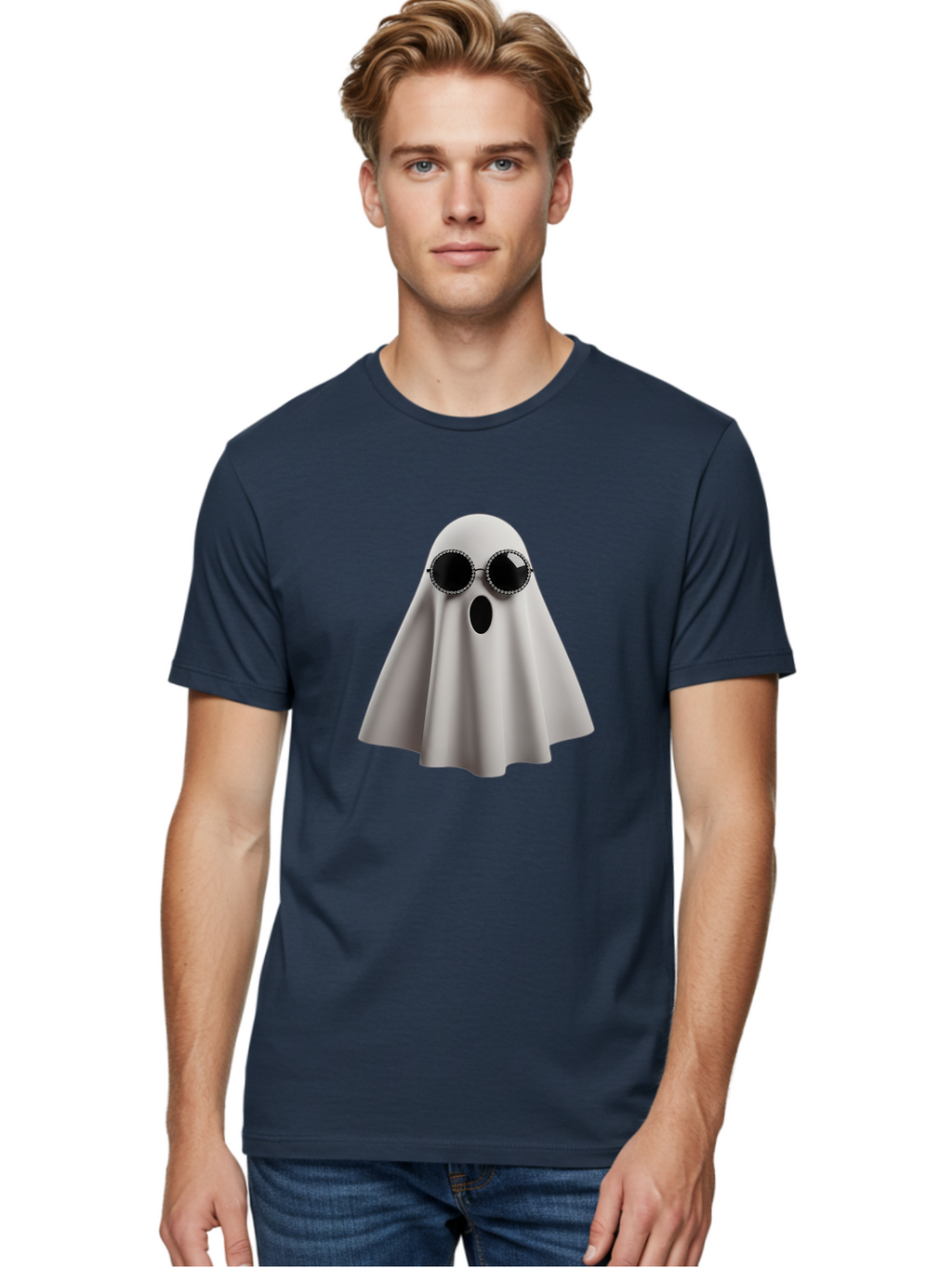 Ghost-Wearing-Sunglasses-3 Men'S Graphic Tee, 100% Cotton, Comfortable Casual Summer Wear, Machine Washable, Vintage Camera, Old Camera, Antique Camera, Black Camera, Classic Photography, Photography Equipment, Nostalgic Device, Film Camera, Bak675