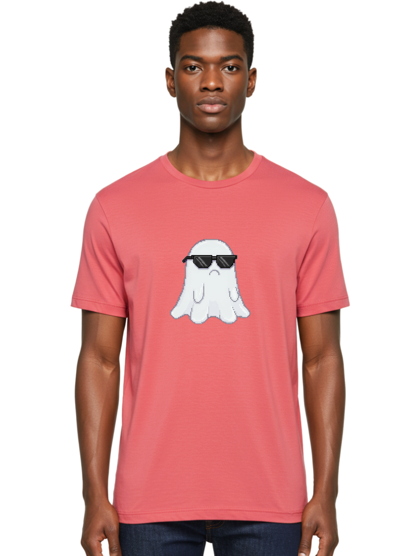 Ghost-Wearing-Sunglasses-4 Men'S Graphic Tee, 100% Cotton, Comfortable Casual Summer Wear, Machine Washable, Vintage Camera, Old Camera, Antique Camera, Black Camera, Classic Photography, Photography Equipment, Nostalgic Device, Film Camera, Bak676
