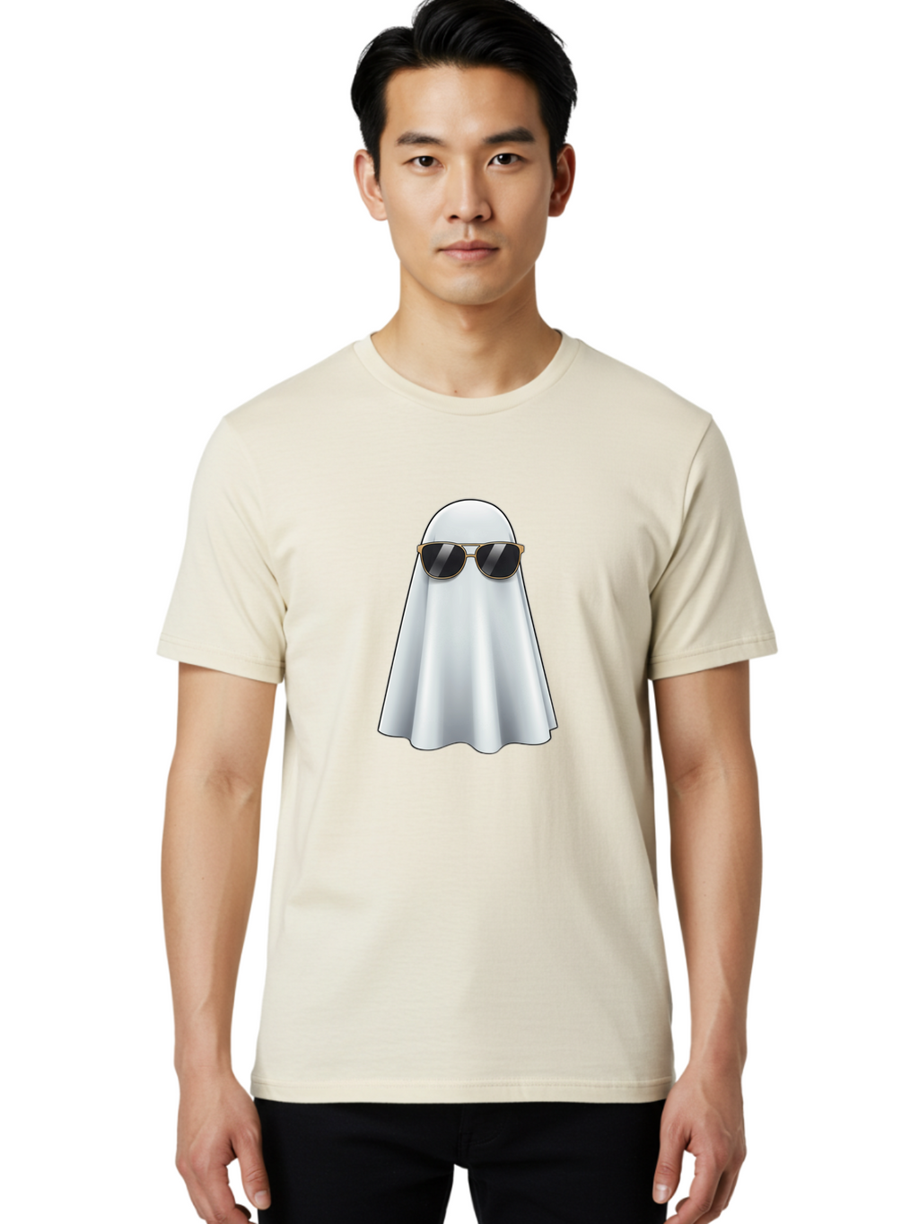 Ghost-Wearing-Sunglasses Men'S Graphic Tee, 100% Cotton, Comfortable Casual Summer Wear, Machine Washable, Vintage Camera, Old Camera, Antique Camera, Black Camera, Classic Photography, Photography Equipment, Nostalgic Device, Film Camera, Bak677