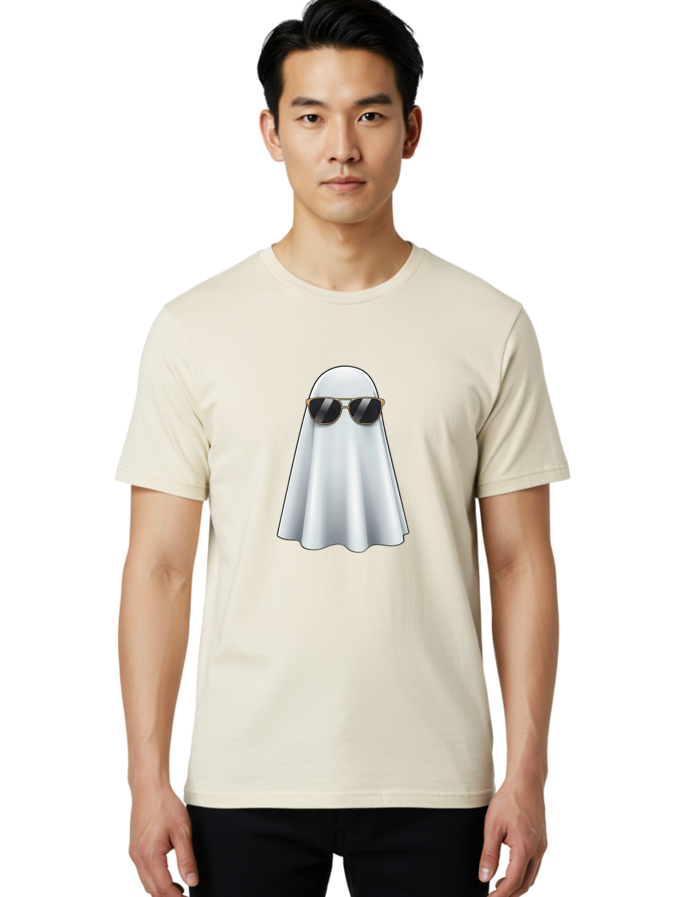 Ghost-Wearing-Sunglasses Men'S Graphic Tee, 100% Cotton, Comfortable Casual Summer Wear, Machine Washable, Vintage Camera, Old Camera, Antique Camera, Black Camera, Classic Photography, Photography Equipment, Nostalgic Device, Film Camera, Bak677