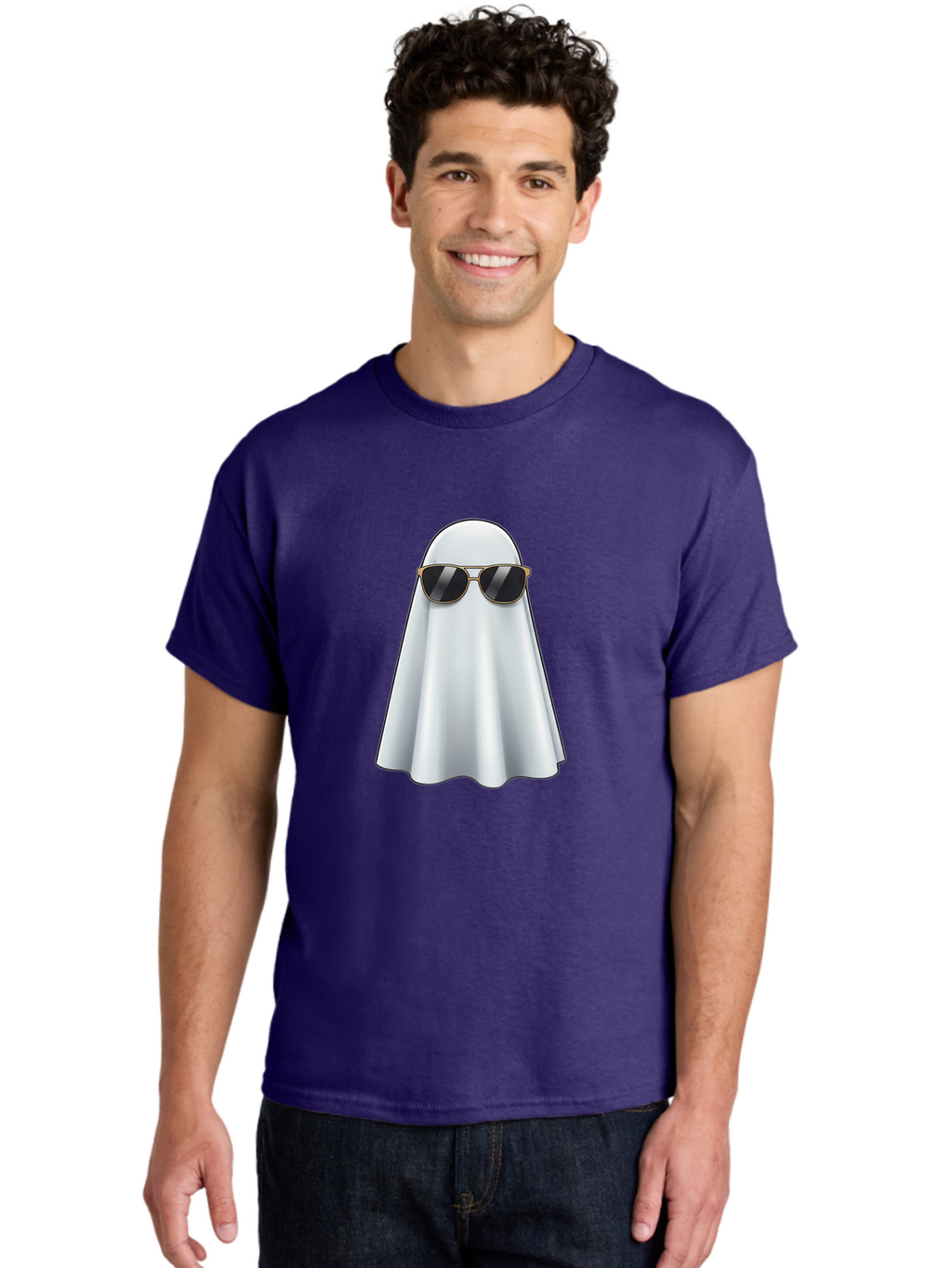 Ghost-Wearing-Sunglasses Men'S Graphic Tee, 100% Cotton, Comfortable Casual Summer Wear, Machine Washable, Vintage Camera, Old Camera, Antique Camera, Black Camera, Classic Photography, Photography Equipment, Nostalgic Device, Film Camera, Bak677