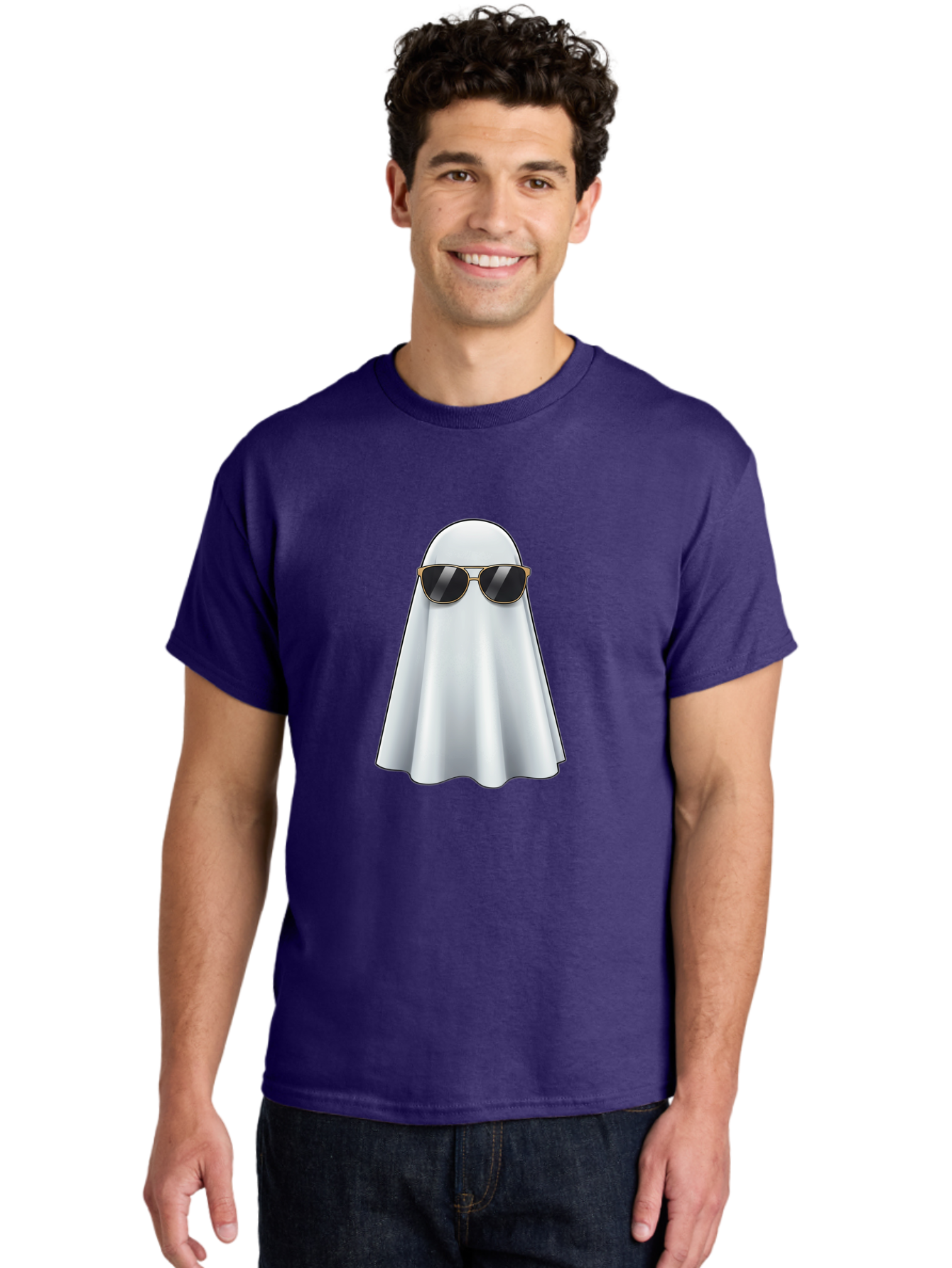 Ghost-Wearing-Sunglasses Men'S Graphic Tee, 100% Cotton, Comfortable Casual Summer Wear, Machine Washable, Vintage Camera, Old Camera, Antique Camera, Black Camera, Classic Photography, Photography Equipment, Nostalgic Device, Film Camera, Bak677