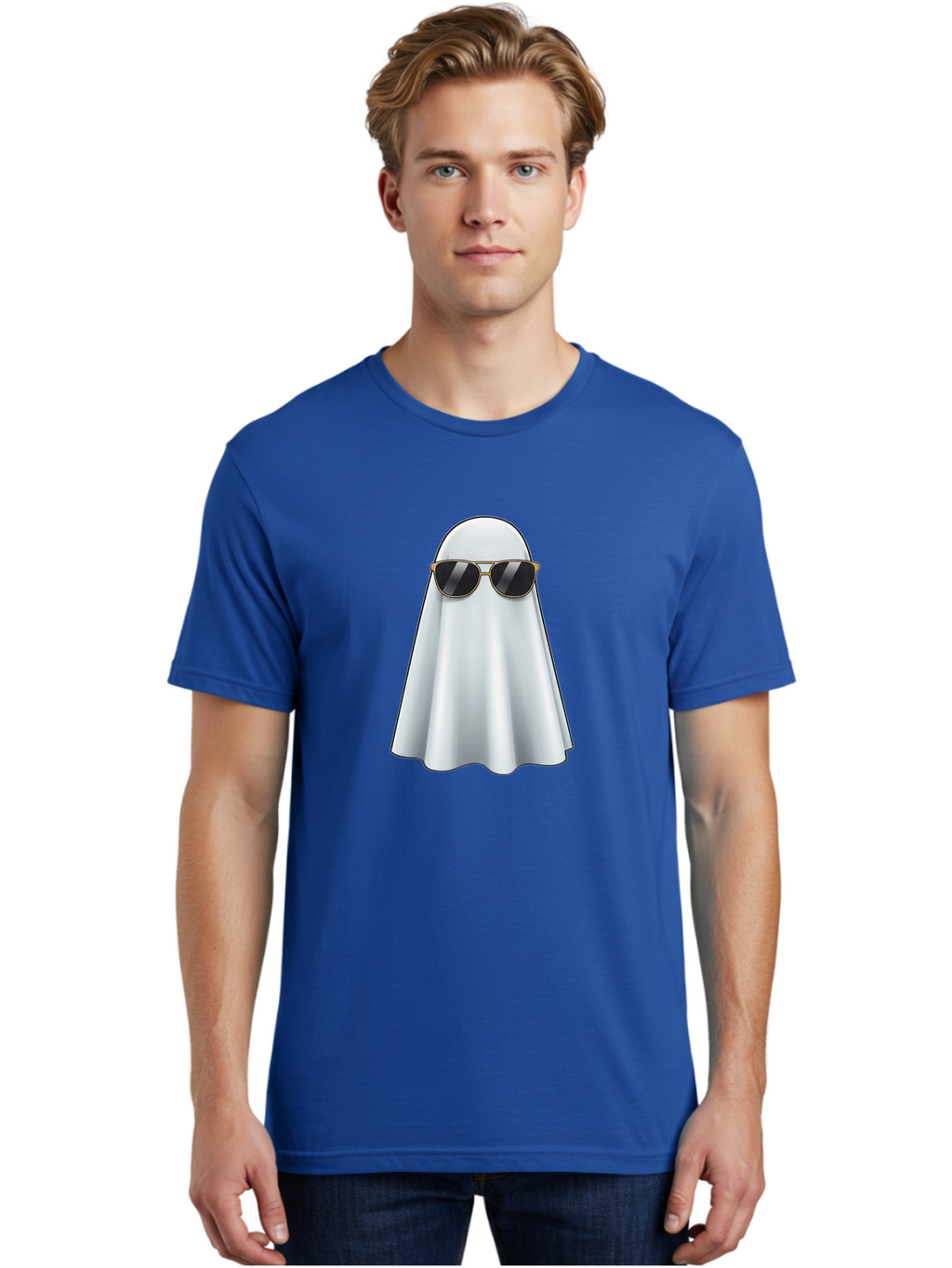 Ghost-Wearing-Sunglasses Men'S Graphic Tee, 100% Cotton, Comfortable Casual Summer Wear, Machine Washable, Vintage Camera, Old Camera, Antique Camera, Black Camera, Classic Photography, Photography Equipment, Nostalgic Device, Film Camera, Bak677