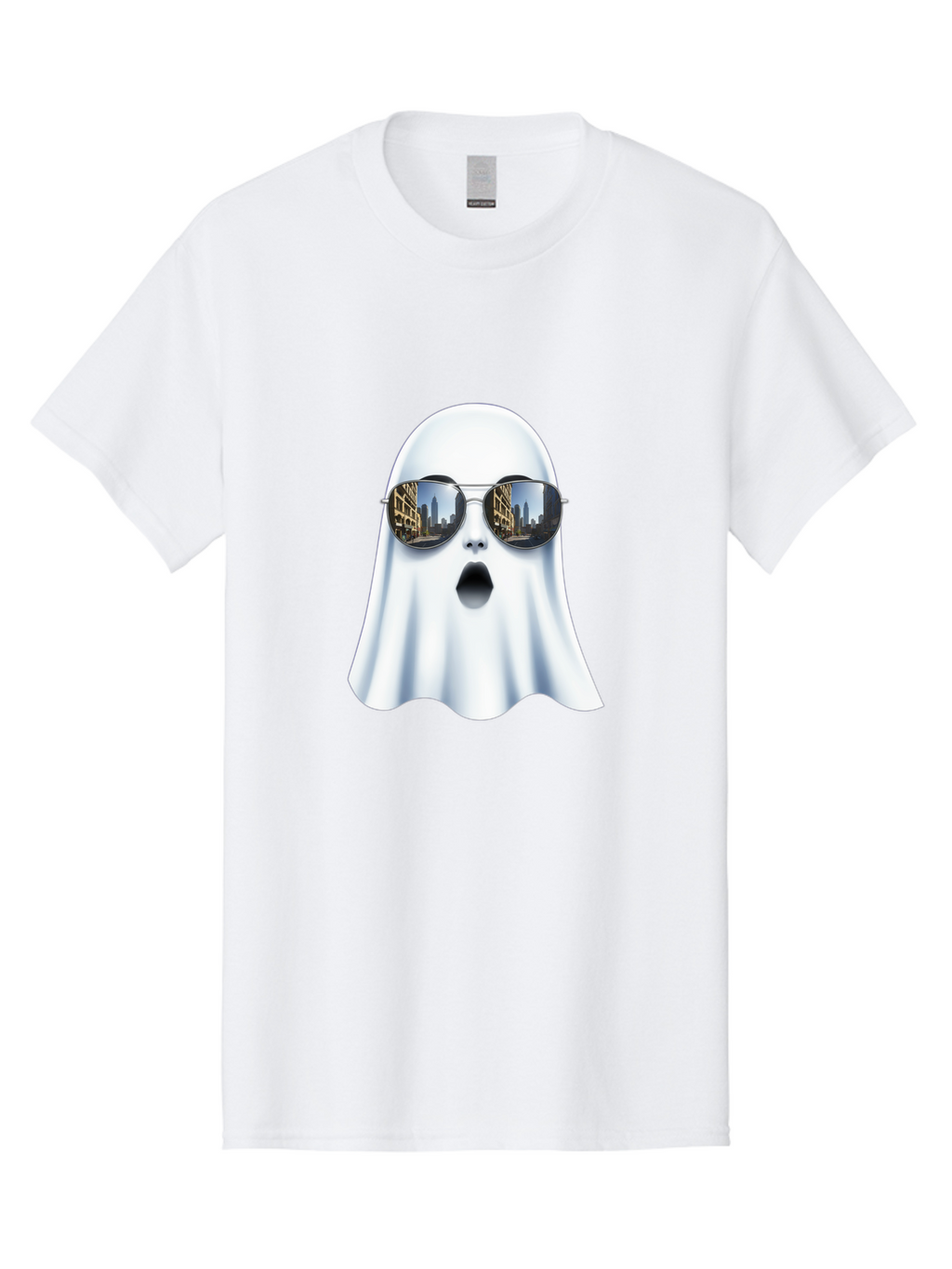 Ghost-With-Sunglasses-1 Men'S Graphic Tee, 100% Cotton, Comfortable Casual Summer Wear, Machine Washable, Vintage Camera, Old Camera, Antique Camera, Black Camera, Classic Photography, Photography Equipment, Nostalgic Device, Film Camera, Bak679