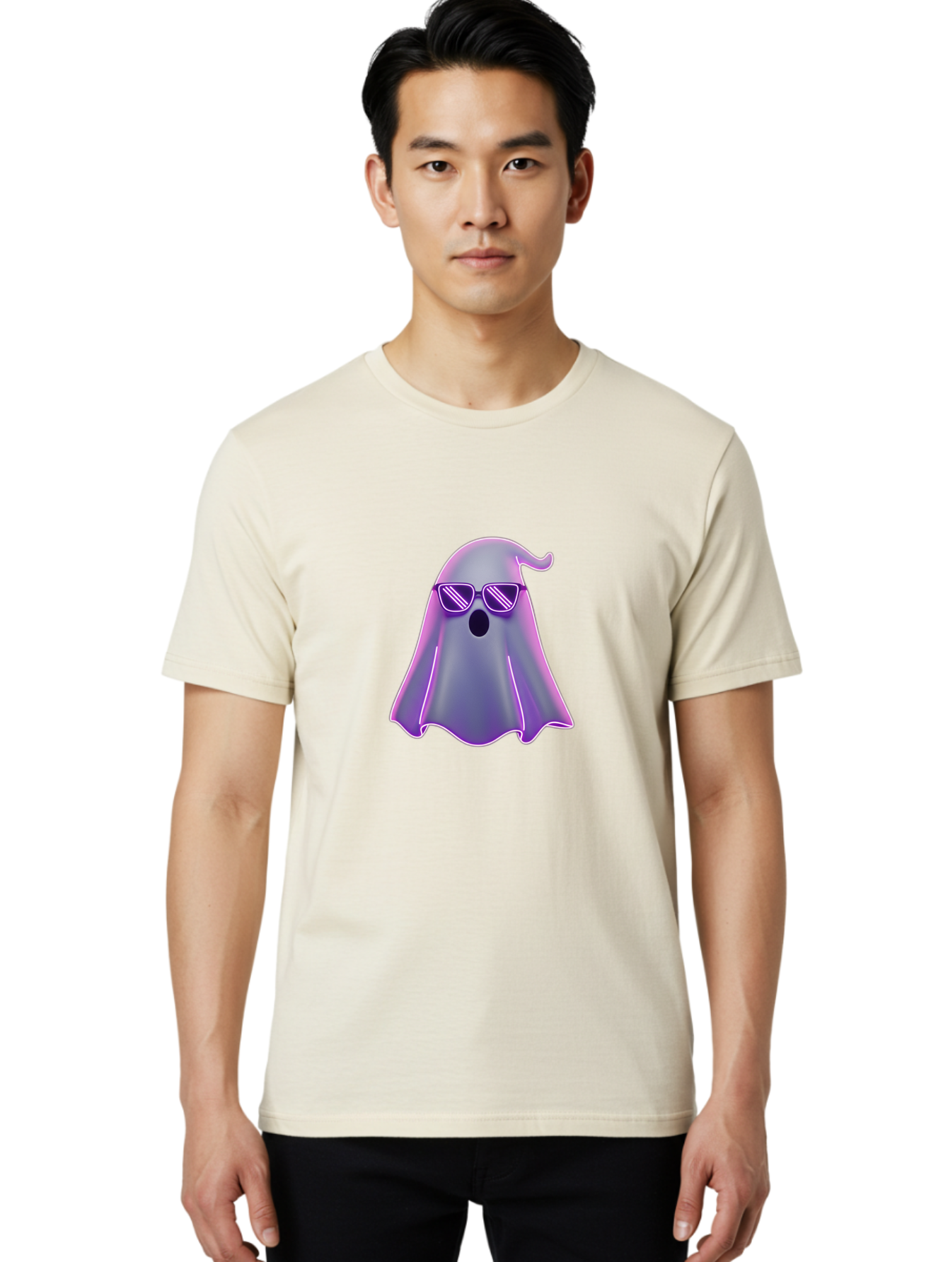 Ghost-With-Sunglasses-2 Men'S Graphic Tee, 100% Cotton, Comfortable Casual Summer Wear, Machine Washable, Vintage Camera, Old Camera, Antique Camera, Black Camera, Classic Photography, Photography Equipment, Nostalgic Device, Film Camera, Bak680
