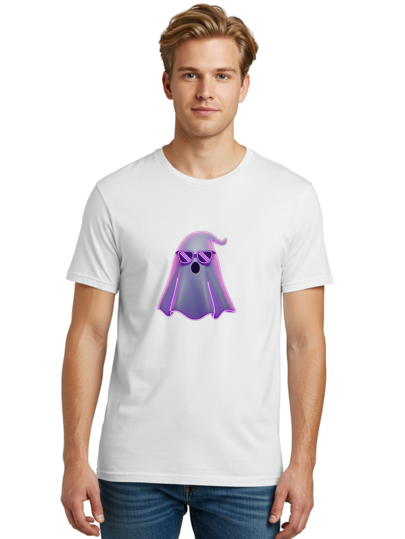 Ghost-With-Sunglasses-2 Men'S Graphic Tee, 100% Cotton, Comfortable Casual Summer Wear, Machine Washable, Vintage Camera, Old Camera, Antique Camera, Black Camera, Classic Photography, Photography Equipment, Nostalgic Device, Film Camera, Bak680