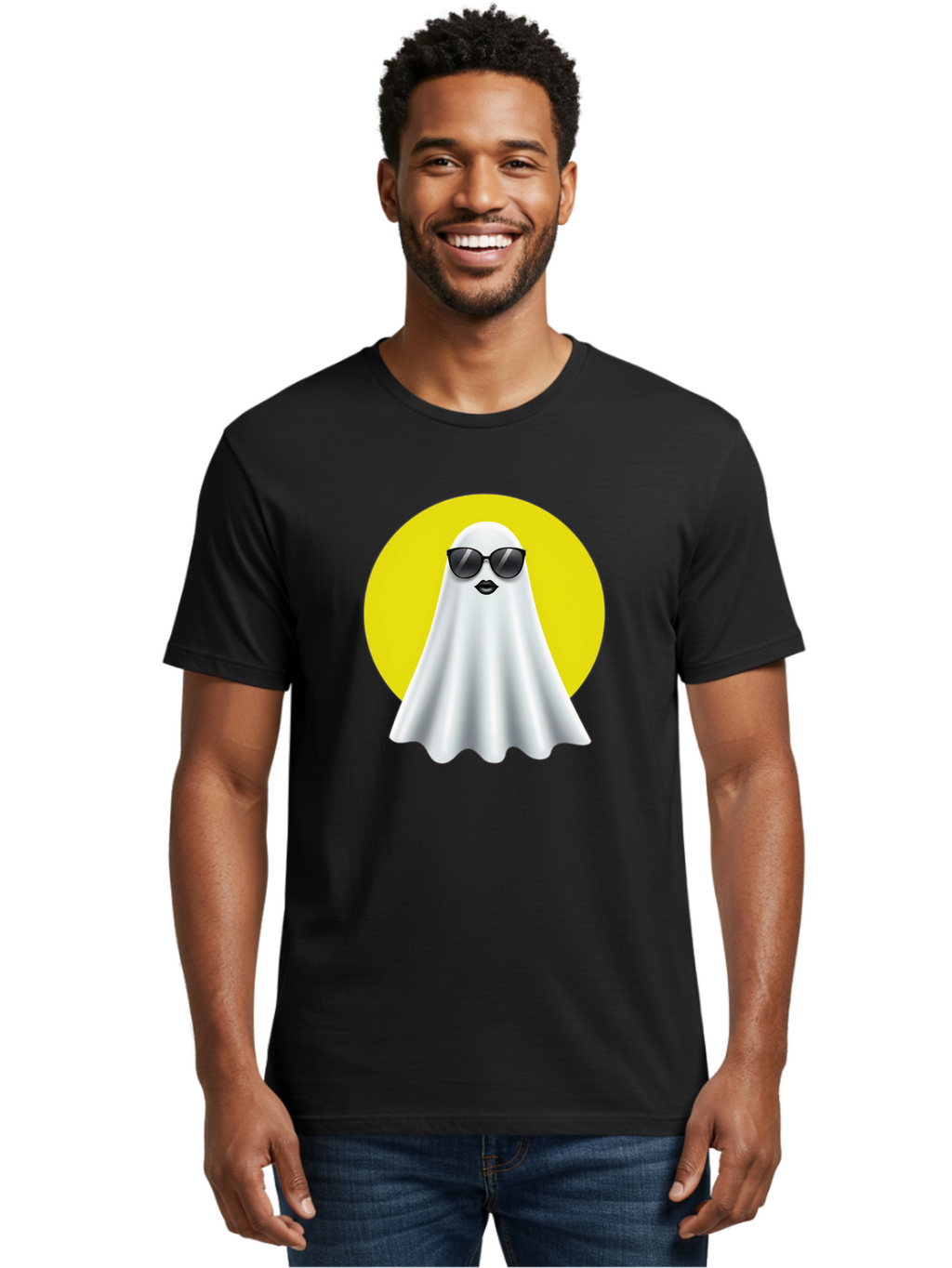 Ghost-With-Sunglasses-3 Men'S Graphic Tee, 100% Cotton, Comfortable Casual Summer Wear, Machine Washable, Vintage Camera, Old Camera, Antique Camera, Black Camera, Classic Photography, Photography Equipment, Nostalgic Device, Film Camera, Bak681