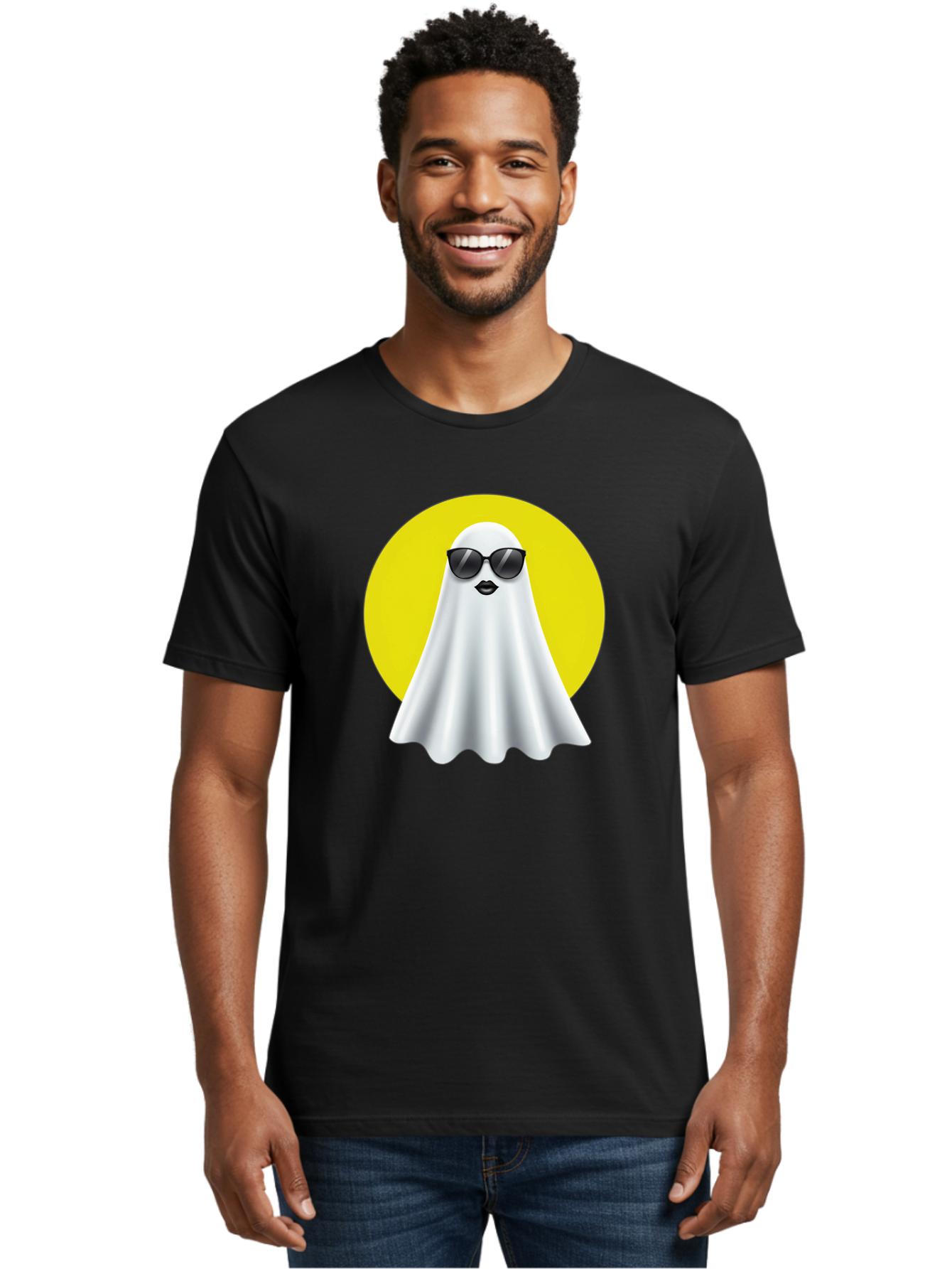 Ghost-With-Sunglasses-3 Men'S Graphic Tee, 100% Cotton, Comfortable Casual Summer Wear, Machine Washable, Vintage Camera, Old Camera, Antique Camera, Black Camera, Classic Photography, Photography Equipment, Nostalgic Device, Film Camera, Bak681