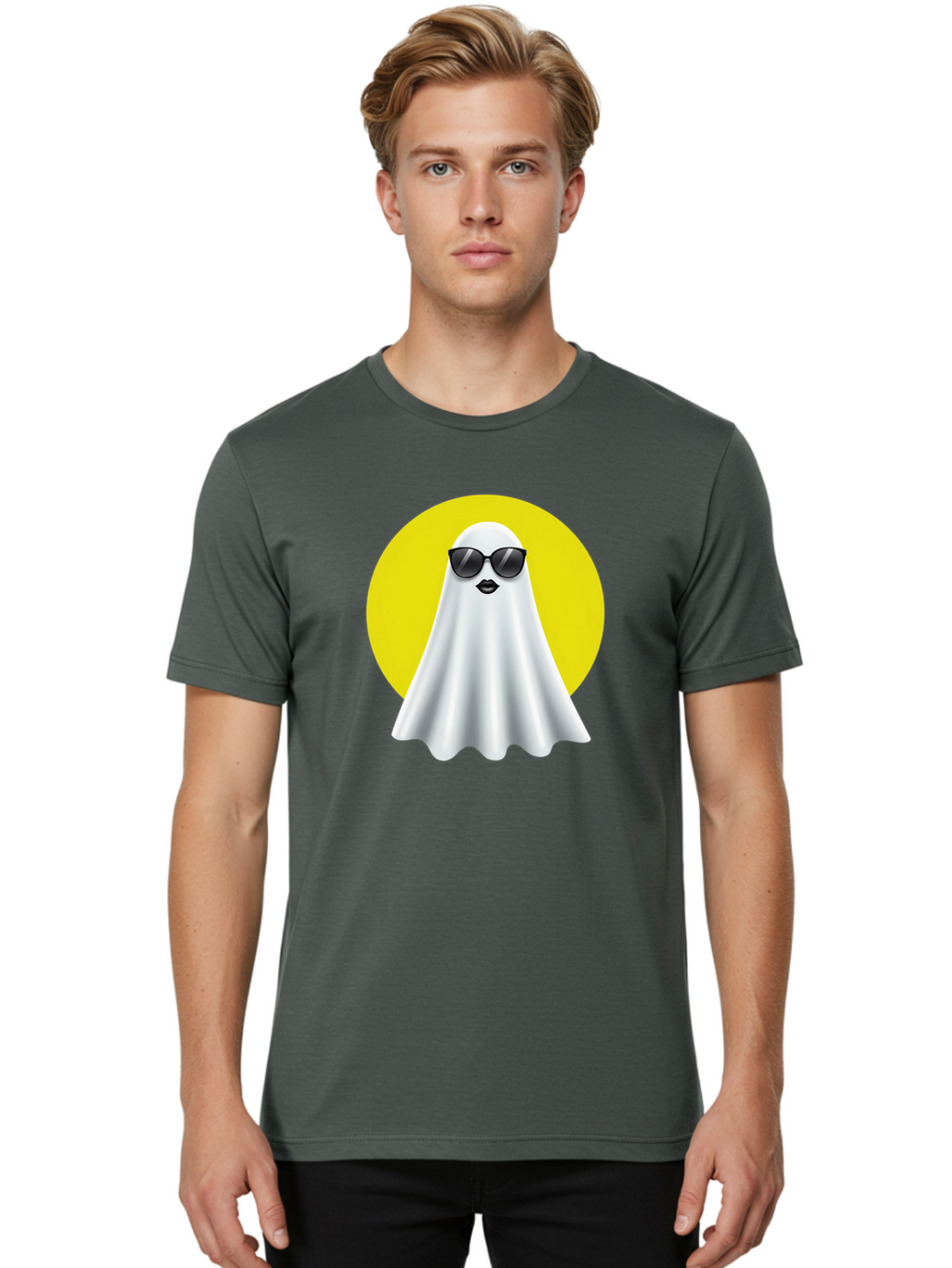 Ghost-With-Sunglasses-3 Men'S Graphic Tee, 100% Cotton, Comfortable Casual Summer Wear, Machine Washable, Vintage Camera, Old Camera, Antique Camera, Black Camera, Classic Photography, Photography Equipment, Nostalgic Device, Film Camera, Bak681