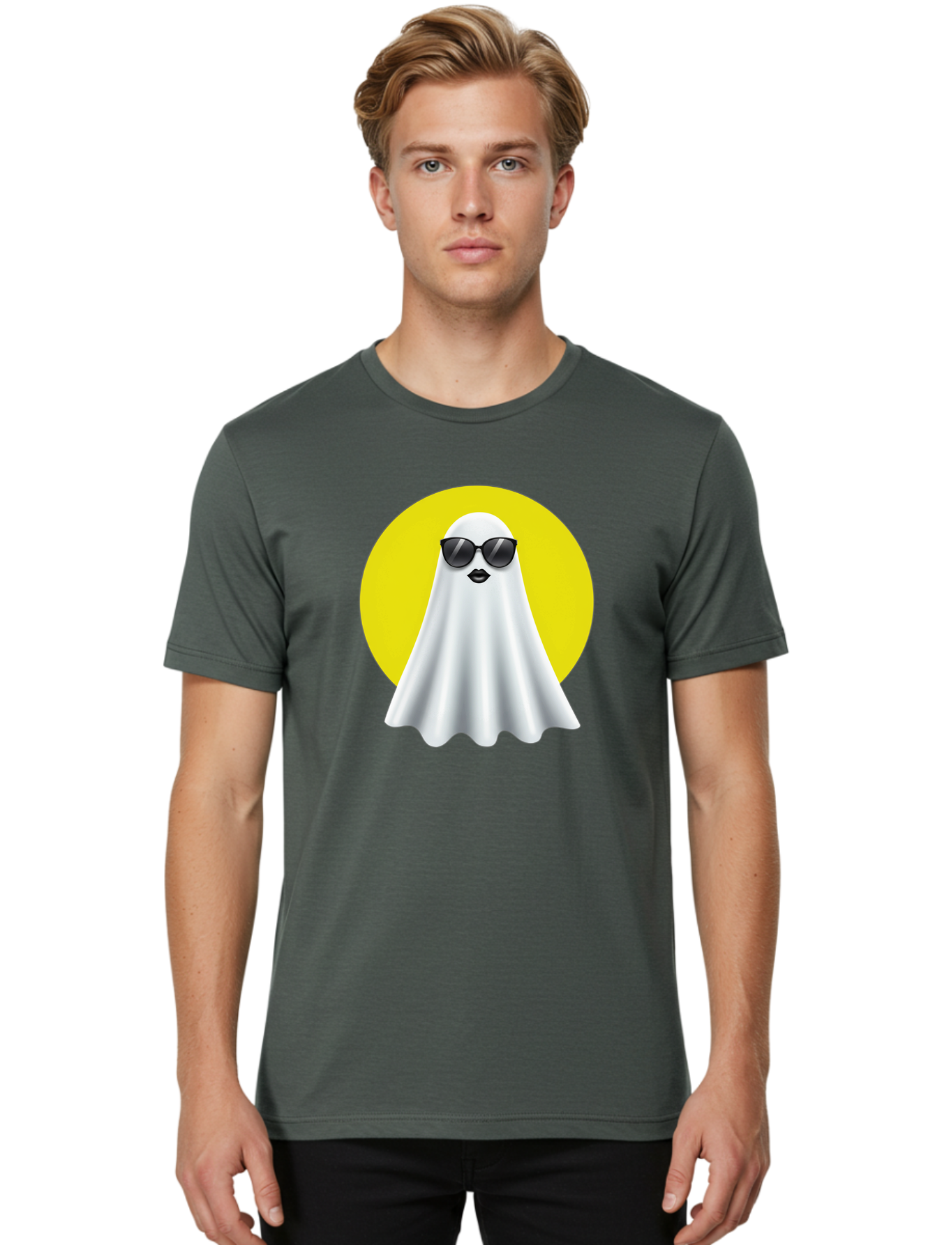 Ghost-With-Sunglasses-3 Men'S Graphic Tee, 100% Cotton, Comfortable Casual Summer Wear, Machine Washable, Vintage Camera, Old Camera, Antique Camera, Black Camera, Classic Photography, Photography Equipment, Nostalgic Device, Film Camera, Bak681