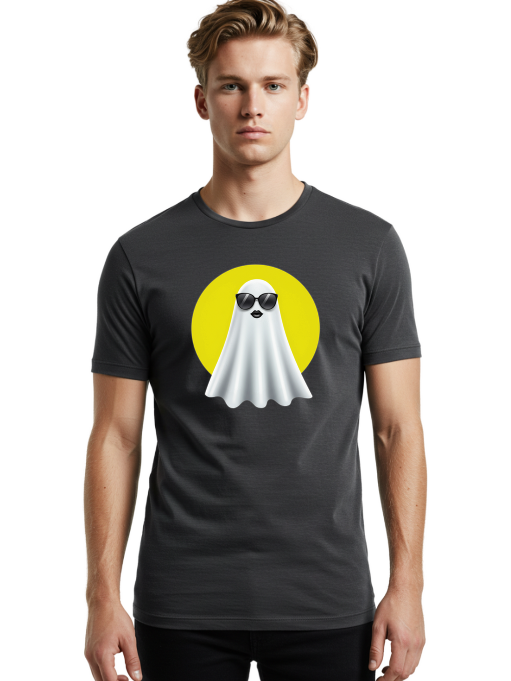 Ghost-With-Sunglasses-3 Men'S Graphic Tee, 100% Cotton, Comfortable Casual Summer Wear, Machine Washable, Vintage Camera, Old Camera, Antique Camera, Black Camera, Classic Photography, Photography Equipment, Nostalgic Device, Film Camera, Bak681