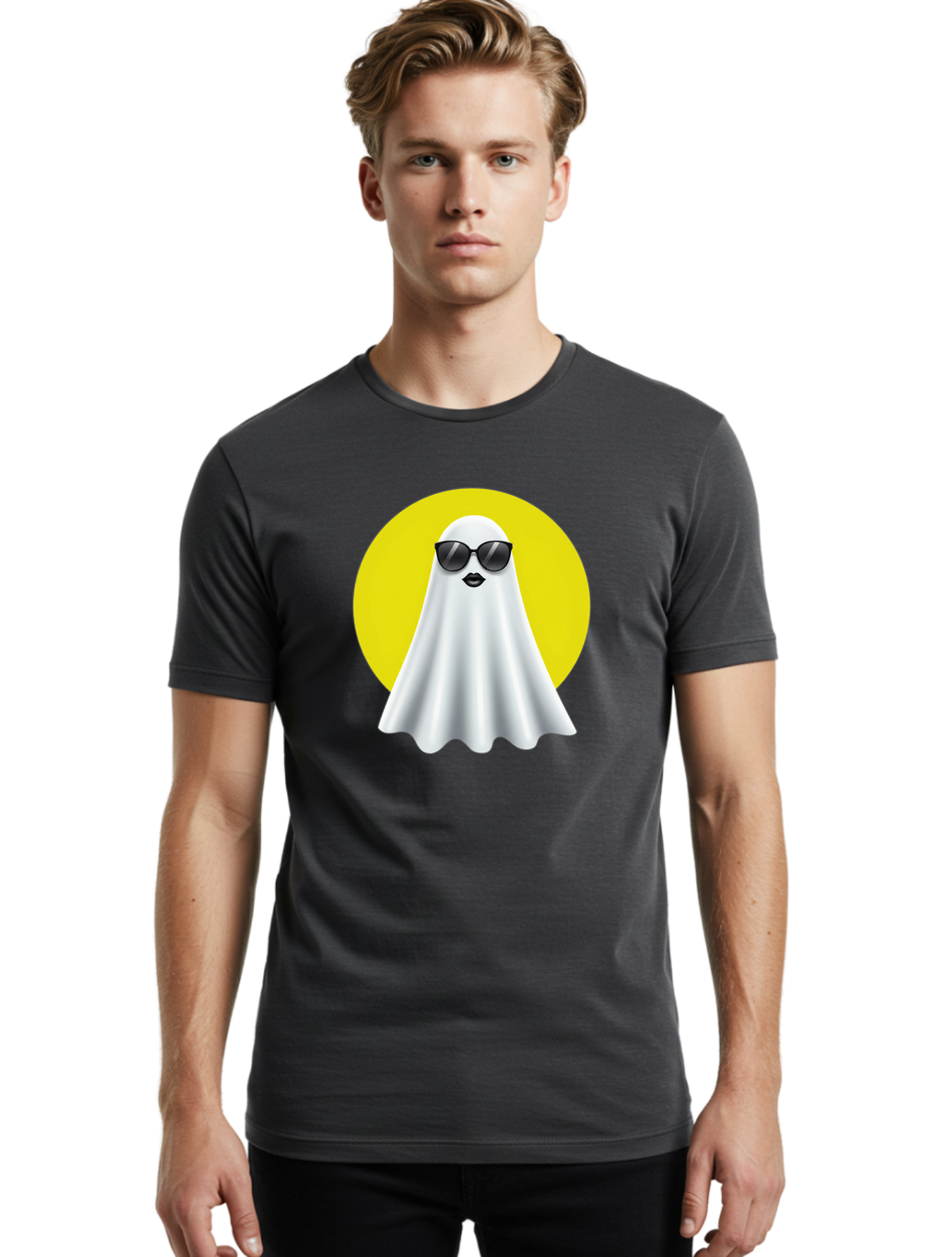 Ghost-With-Sunglasses-3 Men'S Graphic Tee, 100% Cotton, Comfortable Casual Summer Wear, Machine Washable, Vintage Camera, Old Camera, Antique Camera, Black Camera, Classic Photography, Photography Equipment, Nostalgic Device, Film Camera, Bak681