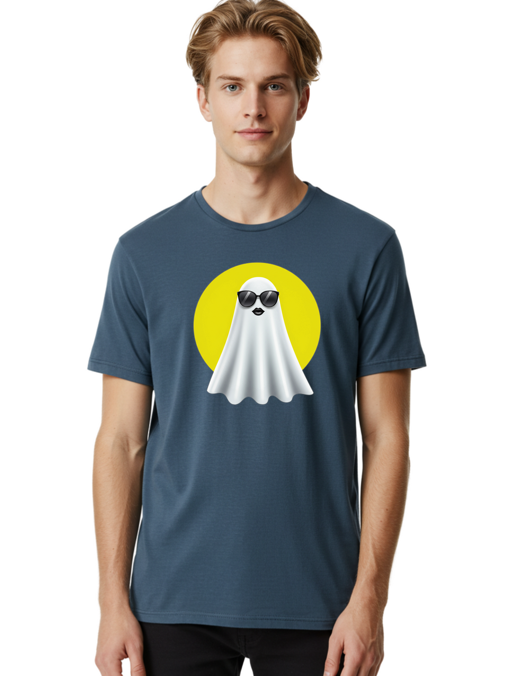 Ghost-With-Sunglasses-3 Men'S Graphic Tee, 100% Cotton, Comfortable Casual Summer Wear, Machine Washable, Vintage Camera, Old Camera, Antique Camera, Black Camera, Classic Photography, Photography Equipment, Nostalgic Device, Film Camera, Bak681
