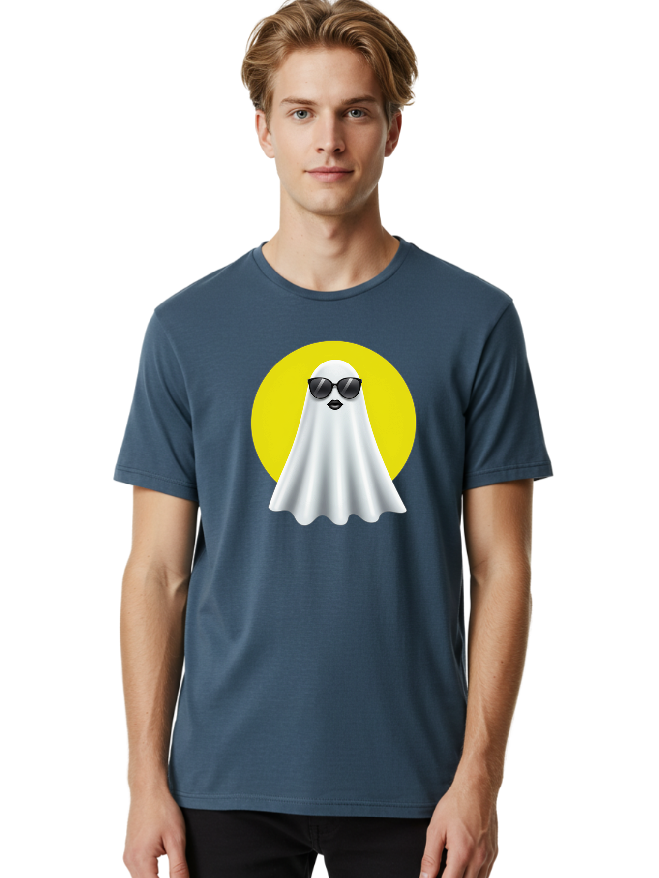 Ghost-With-Sunglasses-3 Men'S Graphic Tee, 100% Cotton, Comfortable Casual Summer Wear, Machine Washable, Vintage Camera, Old Camera, Antique Camera, Black Camera, Classic Photography, Photography Equipment, Nostalgic Device, Film Camera, Bak681