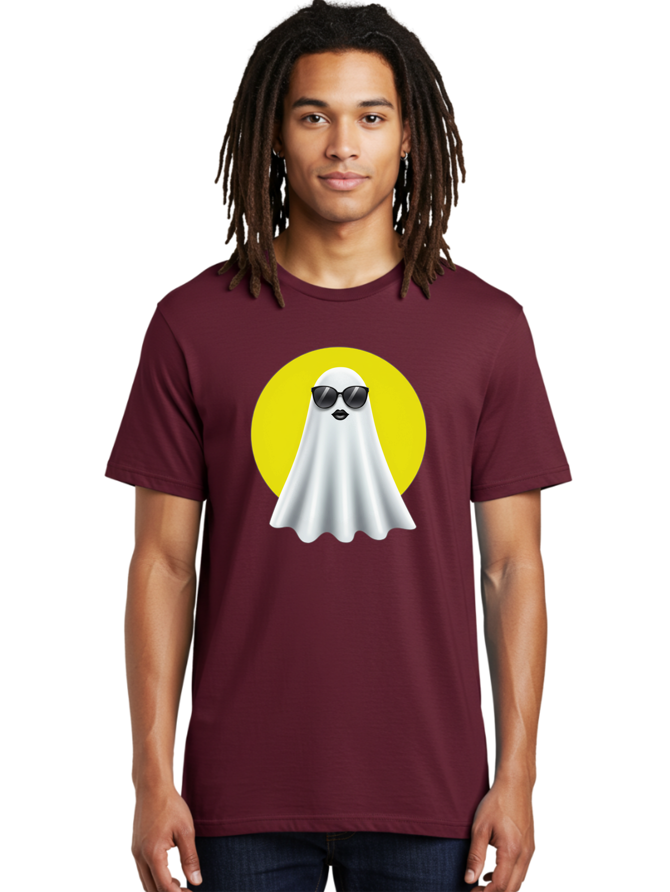 Ghost-With-Sunglasses-3 Men'S Graphic Tee, 100% Cotton, Comfortable Casual Summer Wear, Machine Washable, Vintage Camera, Old Camera, Antique Camera, Black Camera, Classic Photography, Photography Equipment, Nostalgic Device, Film Camera, Bak681