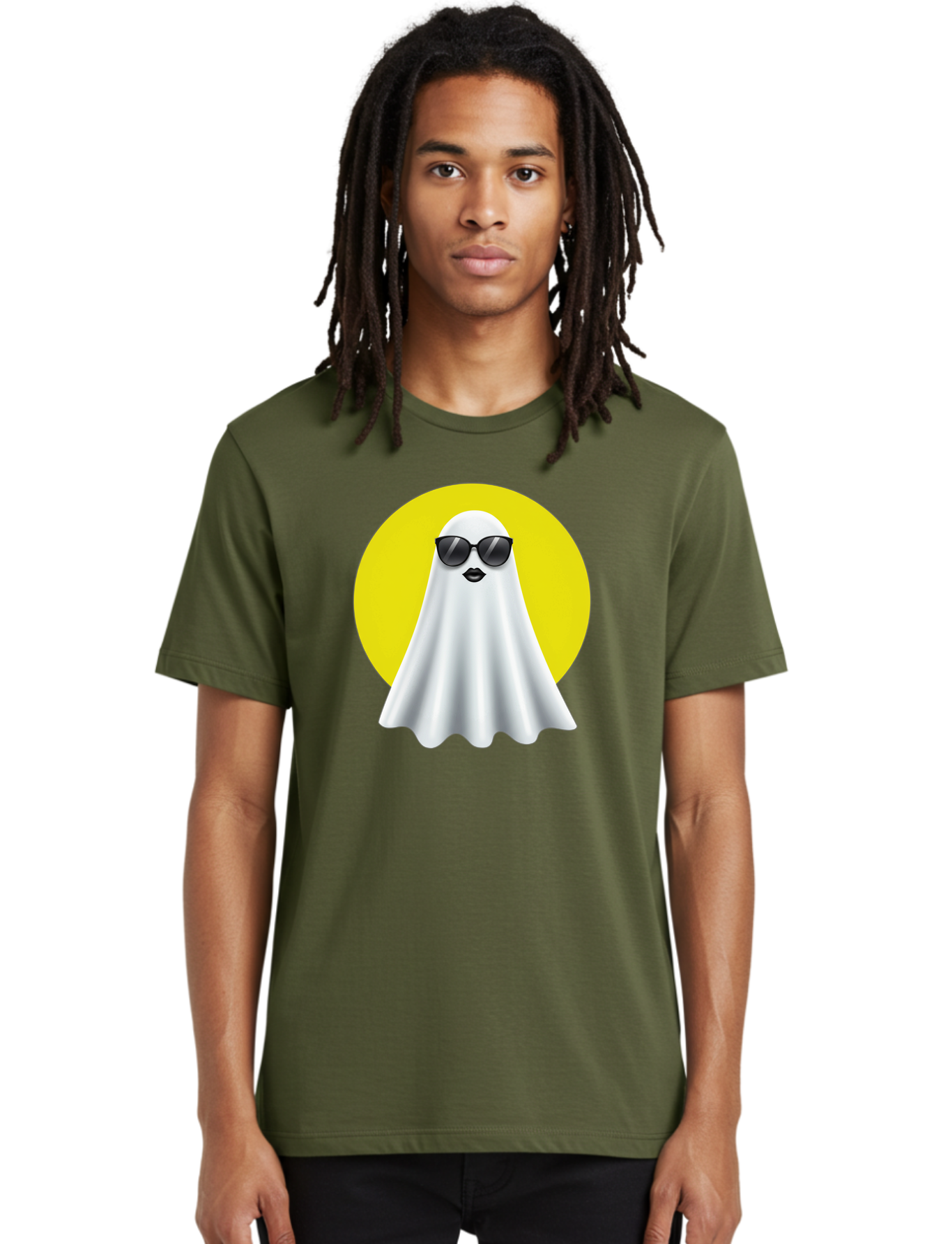 Ghost-With-Sunglasses-3 Men'S Graphic Tee, 100% Cotton, Comfortable Casual Summer Wear, Machine Washable, Vintage Camera, Old Camera, Antique Camera, Black Camera, Classic Photography, Photography Equipment, Nostalgic Device, Film Camera, Bak681