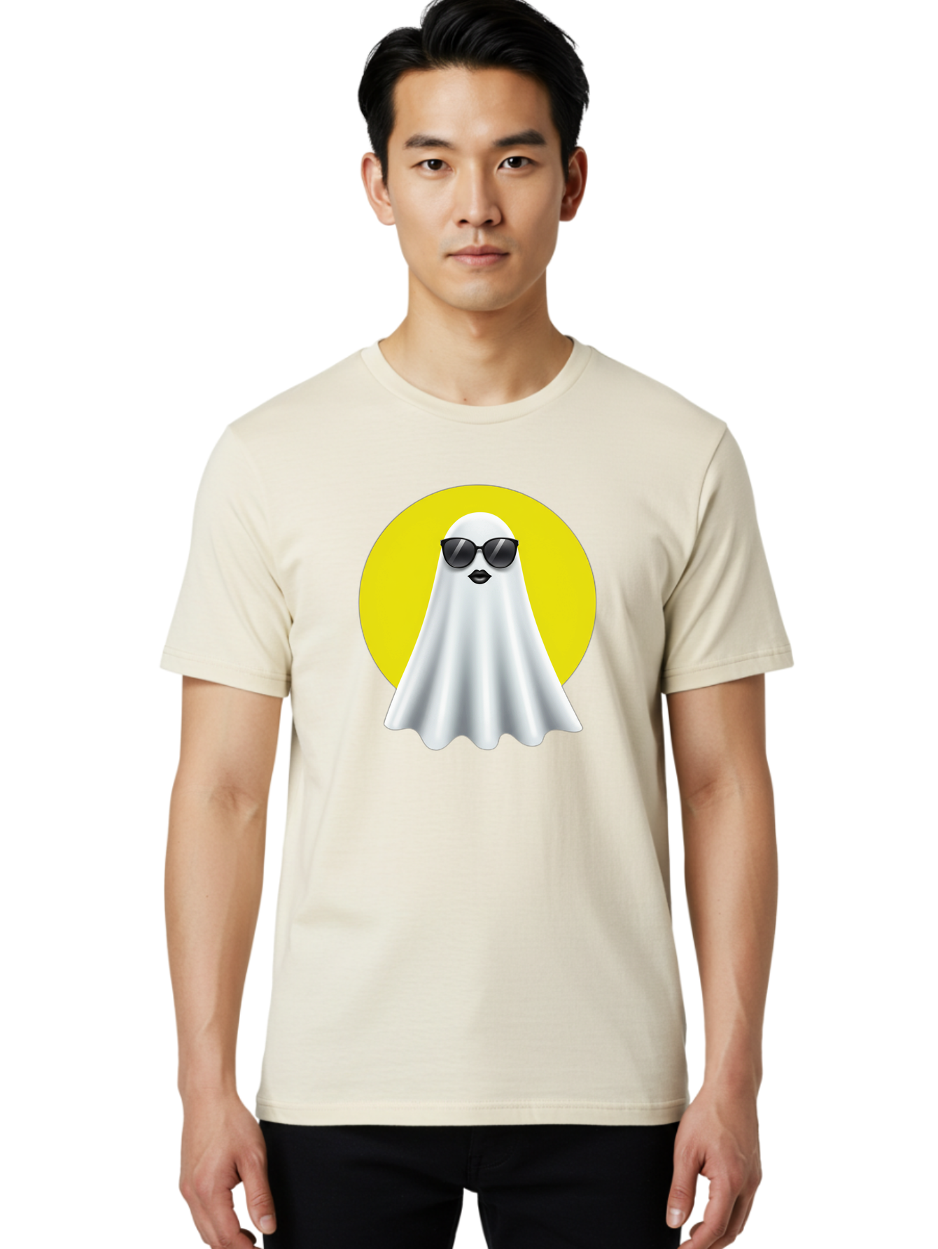 Ghost-With-Sunglasses-3 Men'S Graphic Tee, 100% Cotton, Comfortable Casual Summer Wear, Machine Washable, Vintage Camera, Old Camera, Antique Camera, Black Camera, Classic Photography, Photography Equipment, Nostalgic Device, Film Camera, Bak681