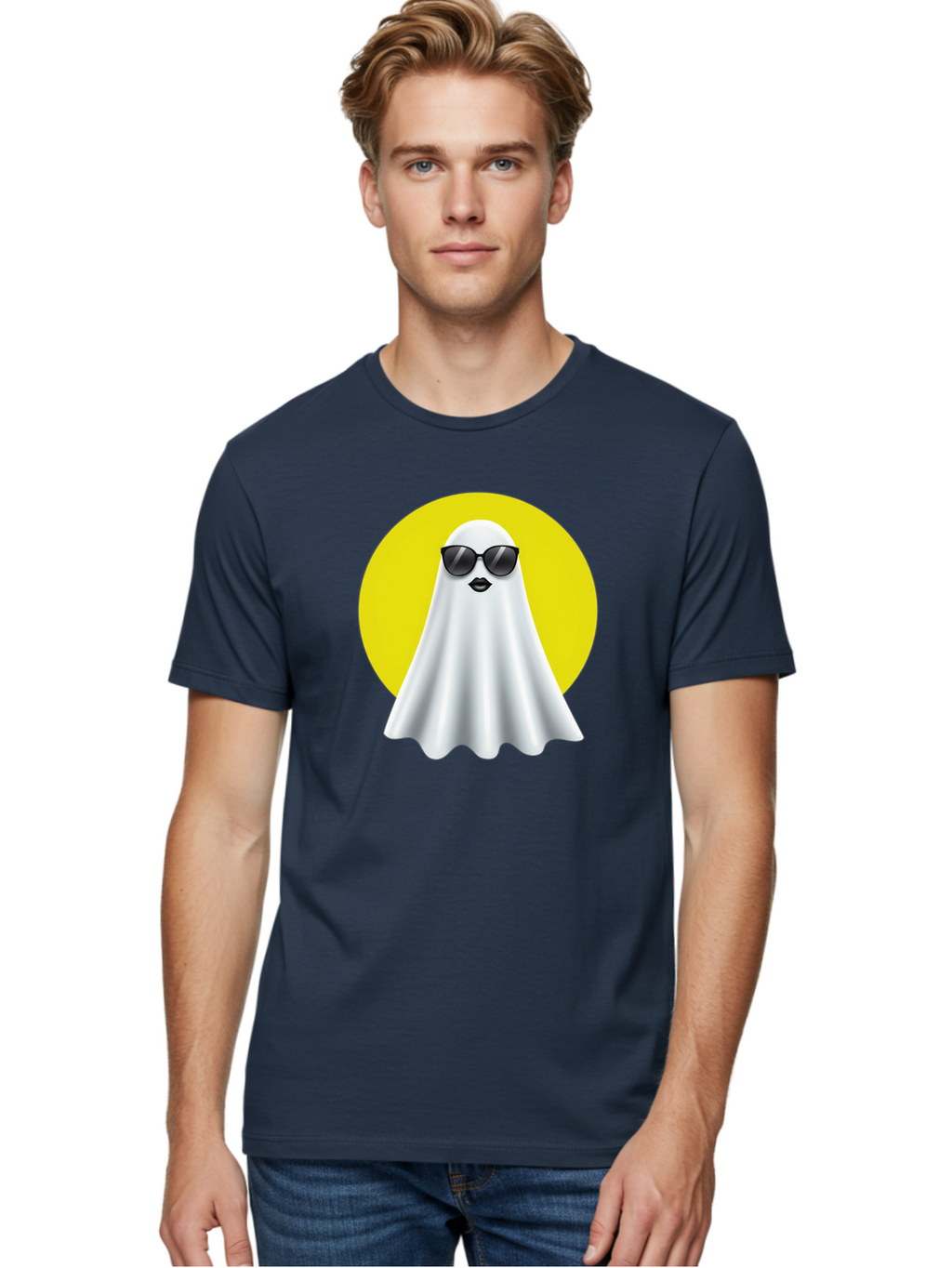 Ghost-With-Sunglasses-3 Men'S Graphic Tee, 100% Cotton, Comfortable Casual Summer Wear, Machine Washable, Vintage Camera, Old Camera, Antique Camera, Black Camera, Classic Photography, Photography Equipment, Nostalgic Device, Film Camera, Bak681