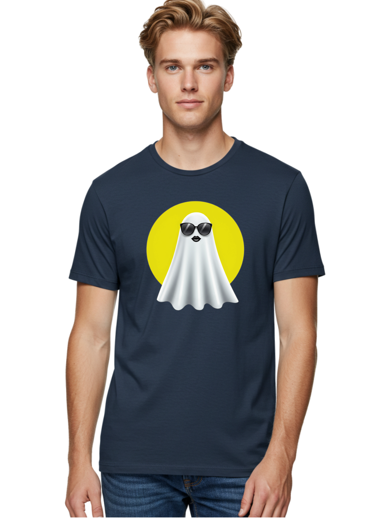 Ghost-With-Sunglasses-3 Men'S Graphic Tee, 100% Cotton, Comfortable Casual Summer Wear, Machine Washable, Vintage Camera, Old Camera, Antique Camera, Black Camera, Classic Photography, Photography Equipment, Nostalgic Device, Film Camera, Bak681