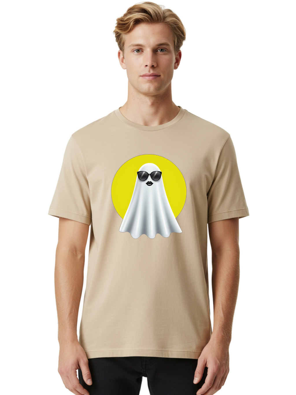 Ghost-With-Sunglasses-3 Men'S Graphic Tee, 100% Cotton, Comfortable Casual Summer Wear, Machine Washable, Vintage Camera, Old Camera, Antique Camera, Black Camera, Classic Photography, Photography Equipment, Nostalgic Device, Film Camera, Bak681