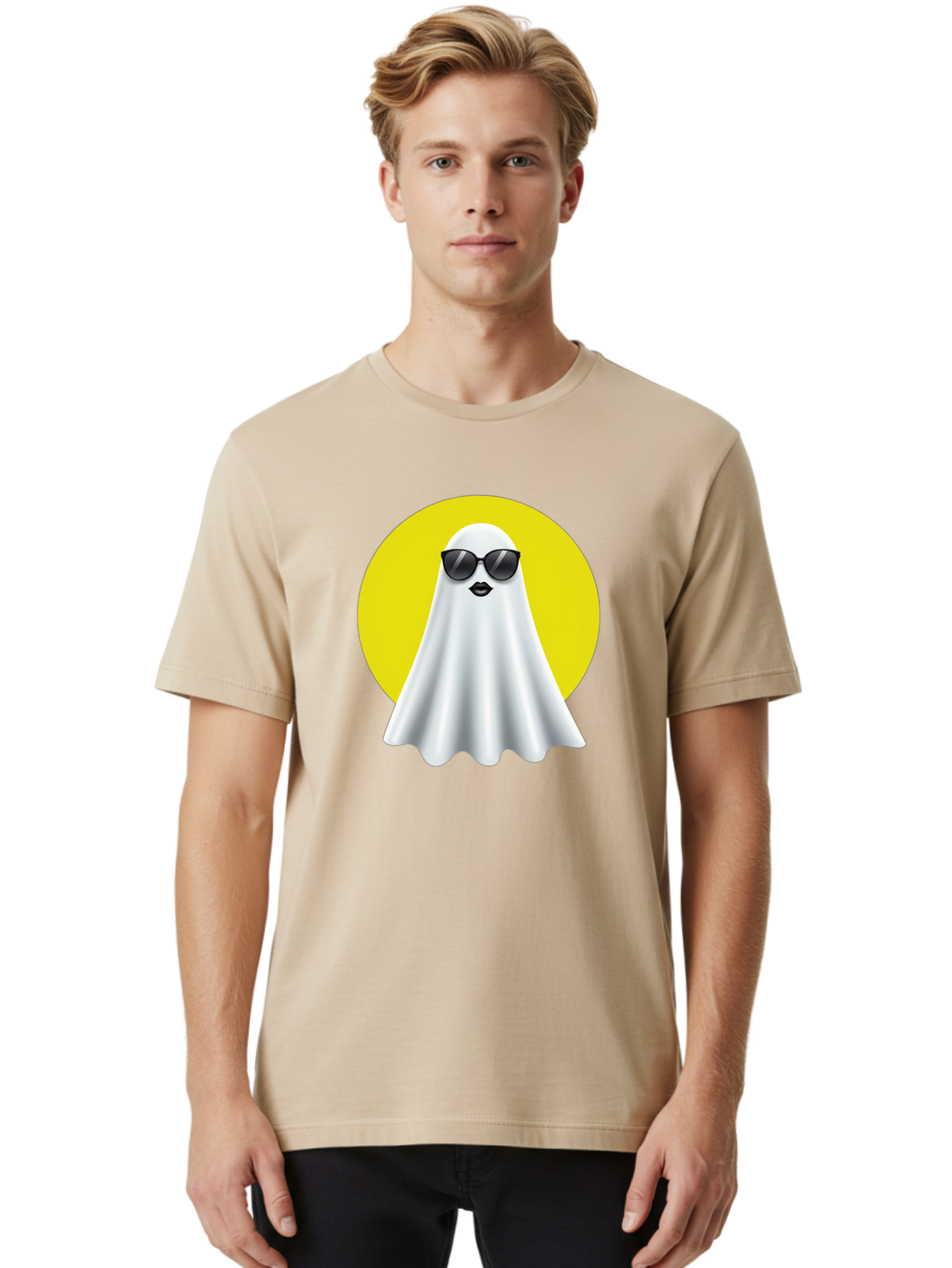 Ghost-With-Sunglasses-3 Men'S Graphic Tee, 100% Cotton, Comfortable Casual Summer Wear, Machine Washable, Vintage Camera, Old Camera, Antique Camera, Black Camera, Classic Photography, Photography Equipment, Nostalgic Device, Film Camera, Bak681