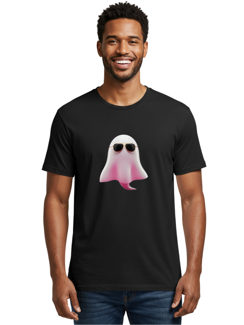 Ghost-With-Sunglasses Men'S Graphic Tee, 100% Cotton, Comfortable Casual Summer Wear, Machine Washable, Vintage Camera, Old Camera, Antique Camera, Black Camera, Classic Photography, Photography Equipment, Nostalgic Device, Film Camera, Bak682