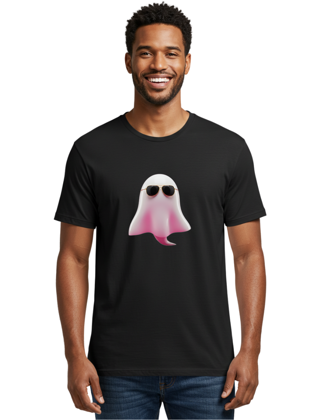Ghost-With-Sunglasses Men'S Graphic Tee, 100% Cotton, Comfortable Casual Summer Wear, Machine Washable, Vintage Camera, Old Camera, Antique Camera, Black Camera, Classic Photography, Photography Equipment, Nostalgic Device, Film Camera, Bak682