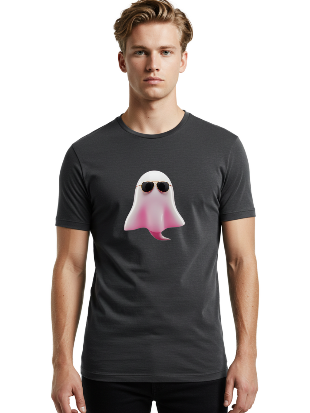 Ghost-With-Sunglasses Men'S Graphic Tee, 100% Cotton, Comfortable Casual Summer Wear, Machine Washable, Vintage Camera, Old Camera, Antique Camera, Black Camera, Classic Photography, Photography Equipment, Nostalgic Device, Film Camera, Bak682