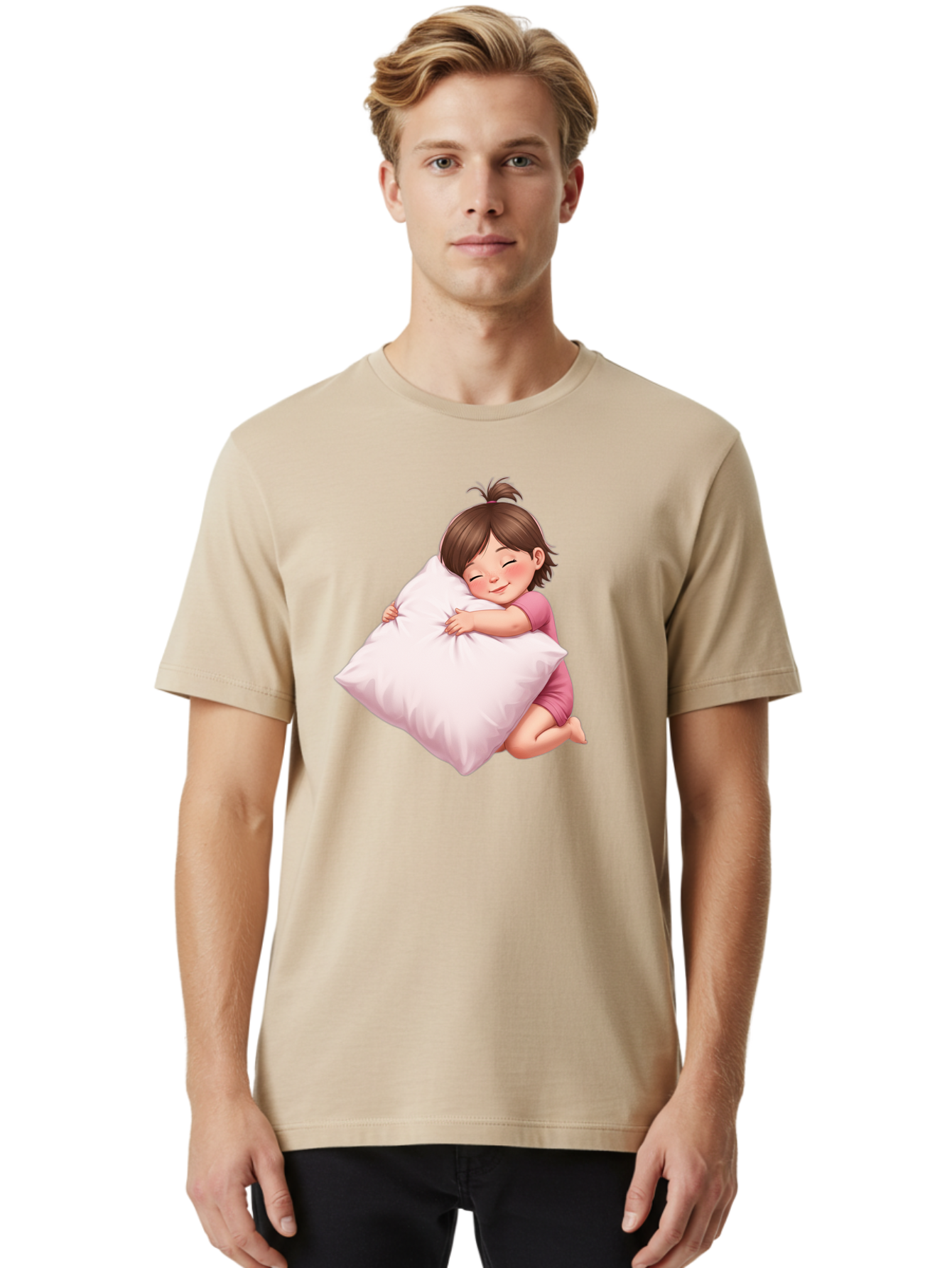 Girl-Hugging-Pillow-1 Men'S Graphic Tee, 100% Cotton, Comfortable Casual Summer Wear, Machine Washable, Vintage Camera, Old Camera, Antique Camera, Black Camera, Classic Photography, Photography Equipment, Nostalgic Device, Film Camera, Bak686