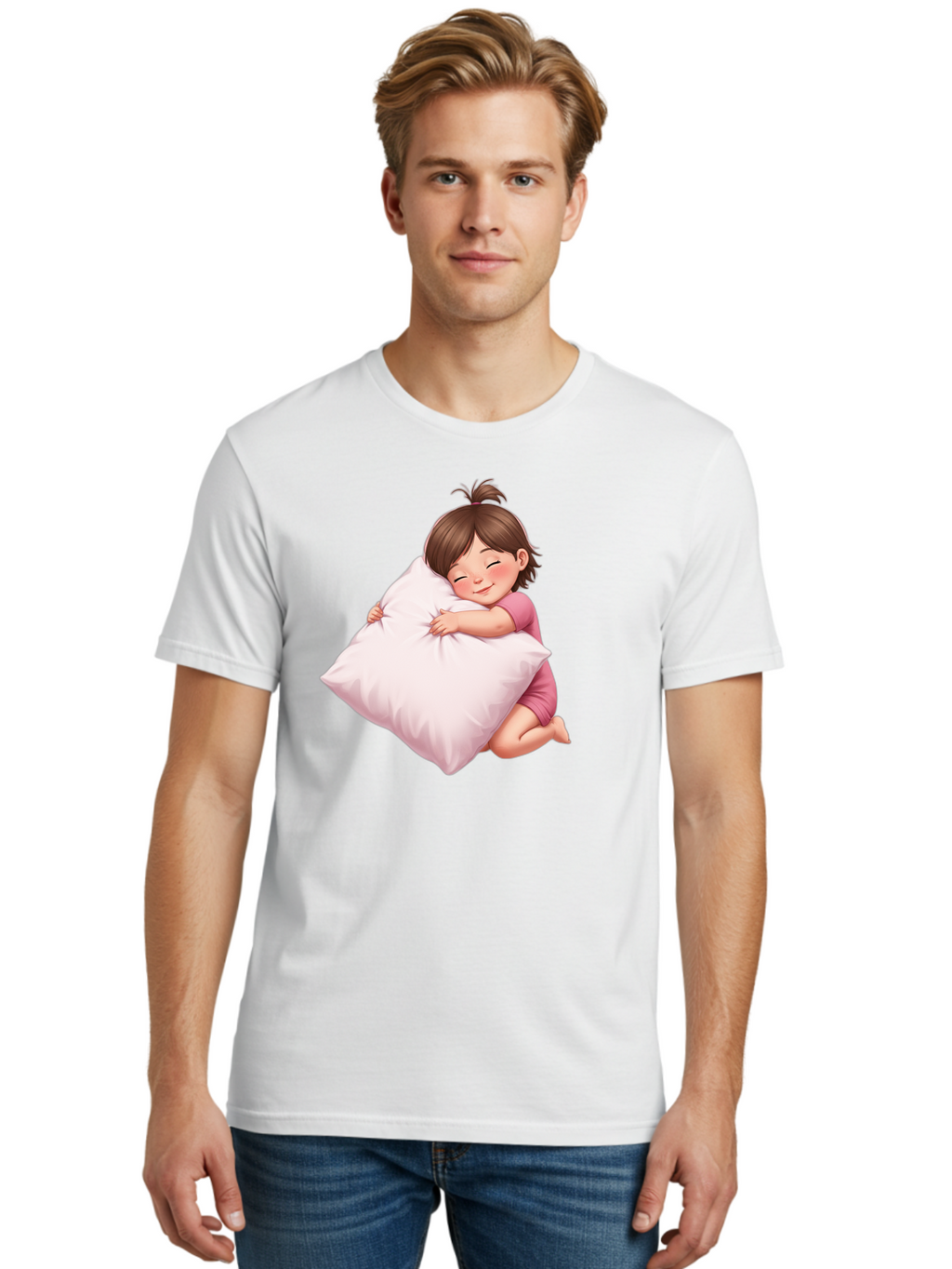 Girl-Hugging-Pillow-1 Men'S Graphic Tee, 100% Cotton, Comfortable Casual Summer Wear, Machine Washable, Vintage Camera, Old Camera, Antique Camera, Black Camera, Classic Photography, Photography Equipment, Nostalgic Device, Film Camera, Bak686