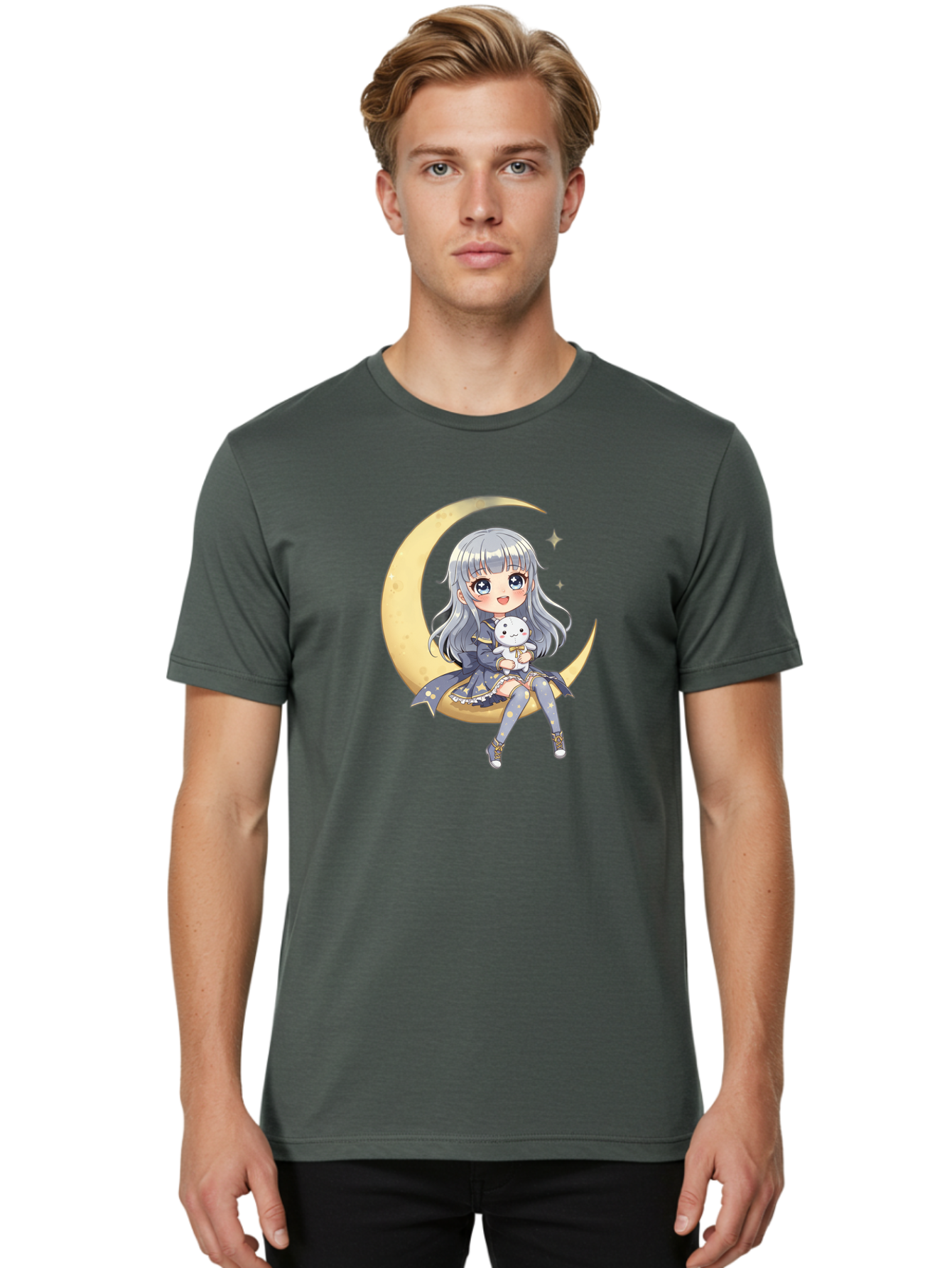 Girl-On-Crescent-Moon Men'S Graphic Tee, 100% Cotton, Comfortable Casual Summer Wear, Machine Washable, Vintage Camera, Old Camera, Antique Camera, Black Camera, Classic Photography, Photography Equipment, Nostalgic Device, Film Camera, Bak689
