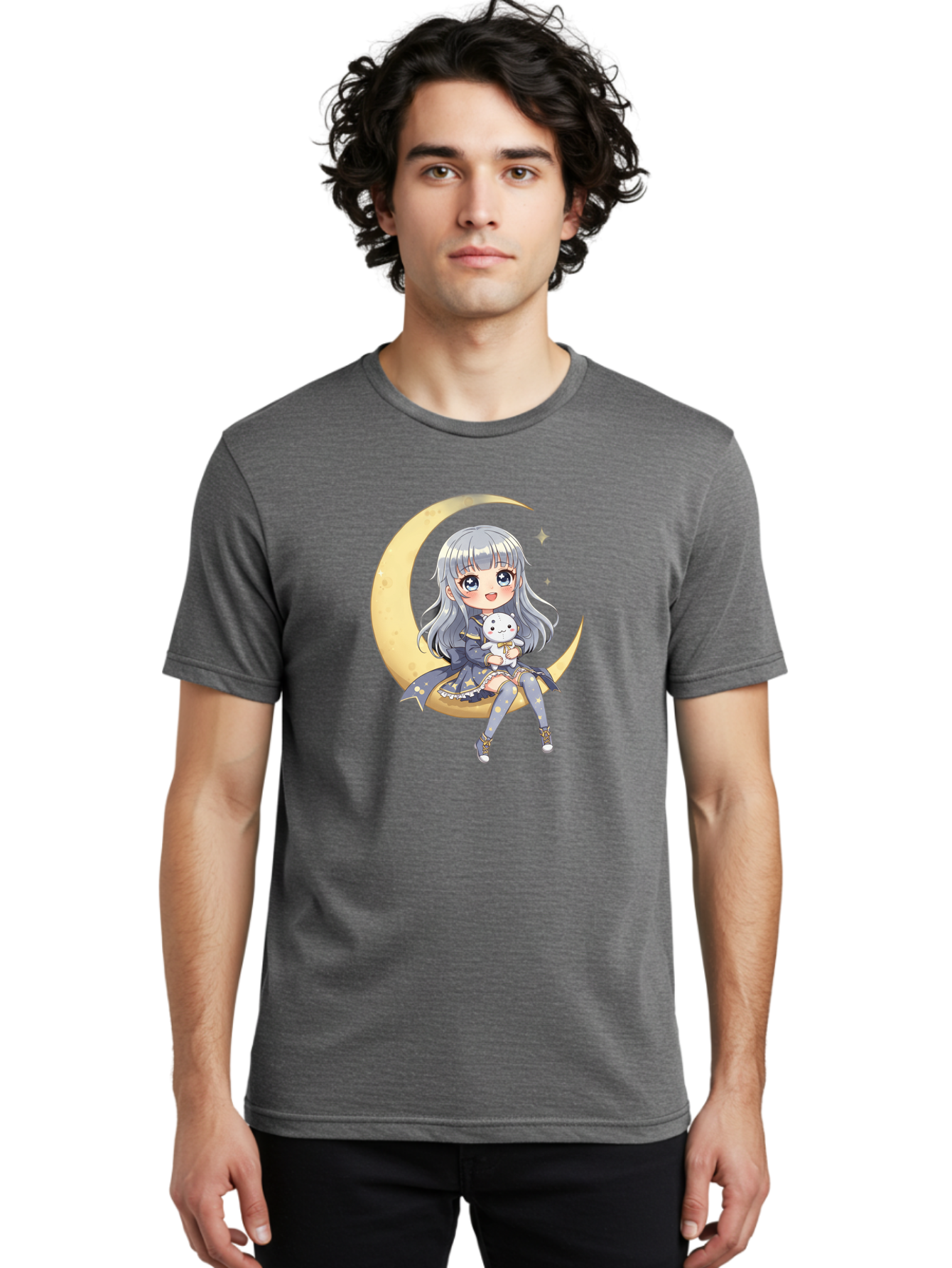 Girl-On-Crescent-Moon Men'S Graphic Tee, 100% Cotton, Comfortable Casual Summer Wear, Machine Washable, Vintage Camera, Old Camera, Antique Camera, Black Camera, Classic Photography, Photography Equipment, Nostalgic Device, Film Camera, Bak689