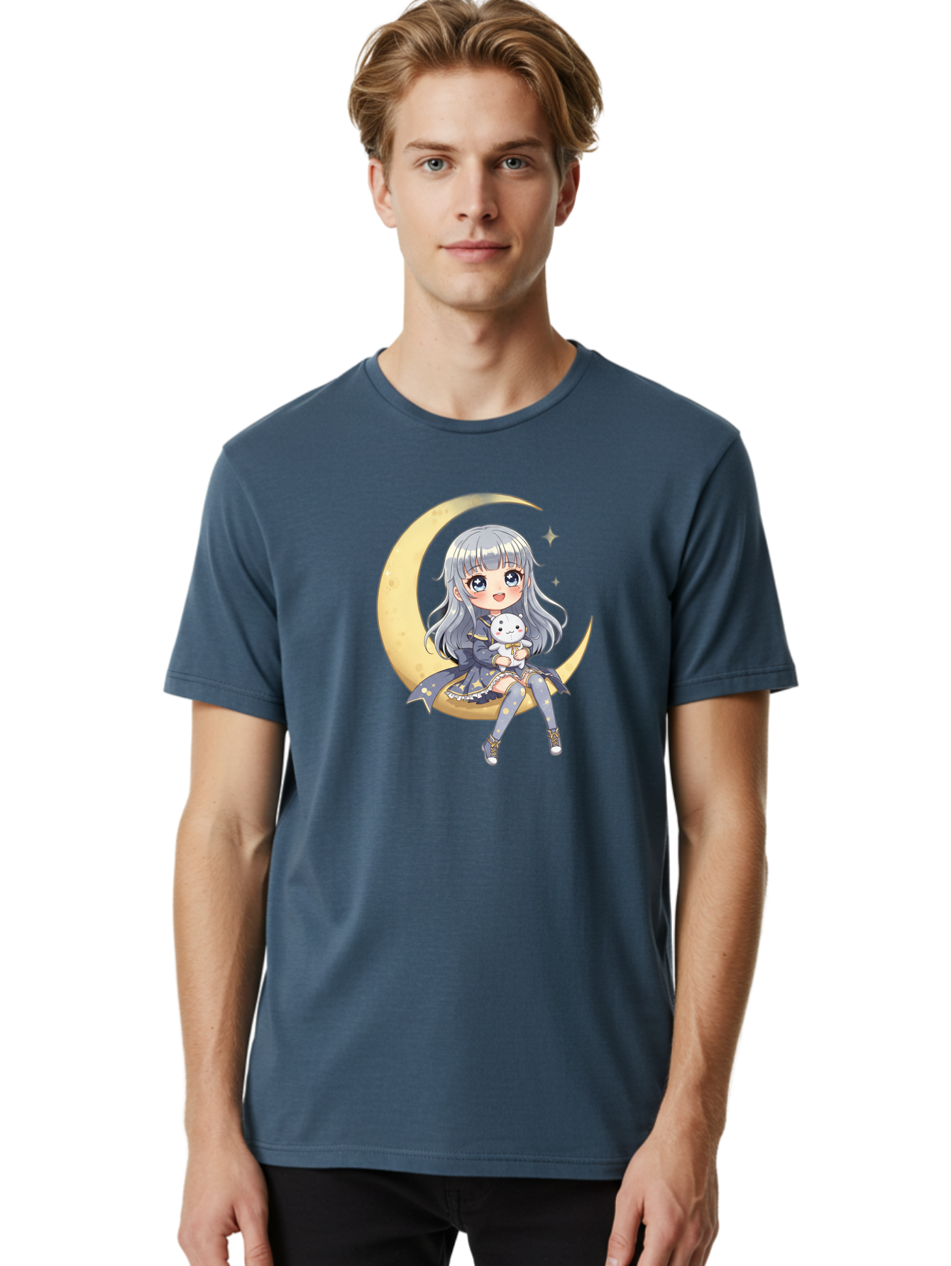 Girl-On-Crescent-Moon Men'S Graphic Tee, 100% Cotton, Comfortable Casual Summer Wear, Machine Washable, Vintage Camera, Old Camera, Antique Camera, Black Camera, Classic Photography, Photography Equipment, Nostalgic Device, Film Camera, Bak689