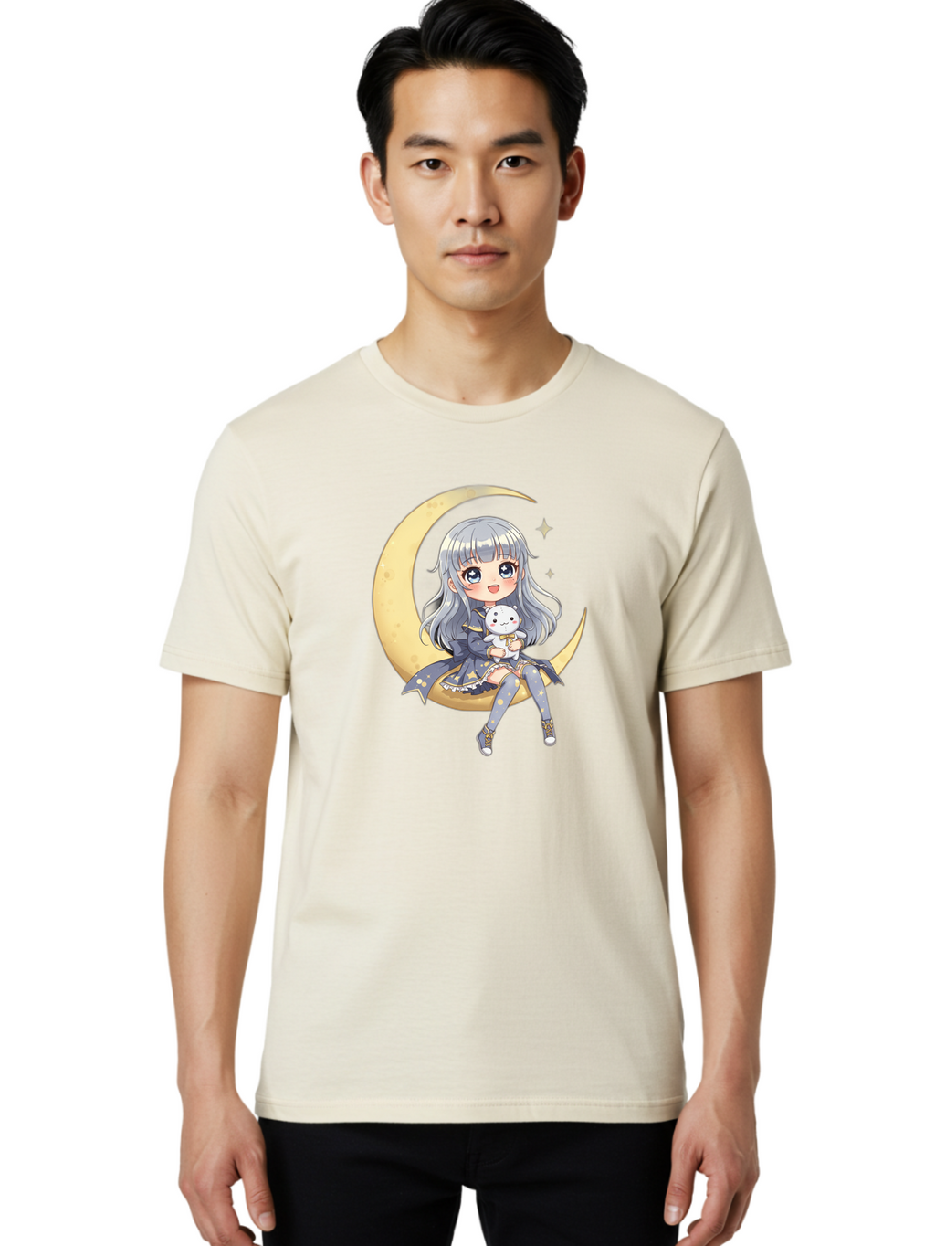 Girl-On-Crescent-Moon Men'S Graphic Tee, 100% Cotton, Comfortable Casual Summer Wear, Machine Washable, Vintage Camera, Old Camera, Antique Camera, Black Camera, Classic Photography, Photography Equipment, Nostalgic Device, Film Camera, Bak689