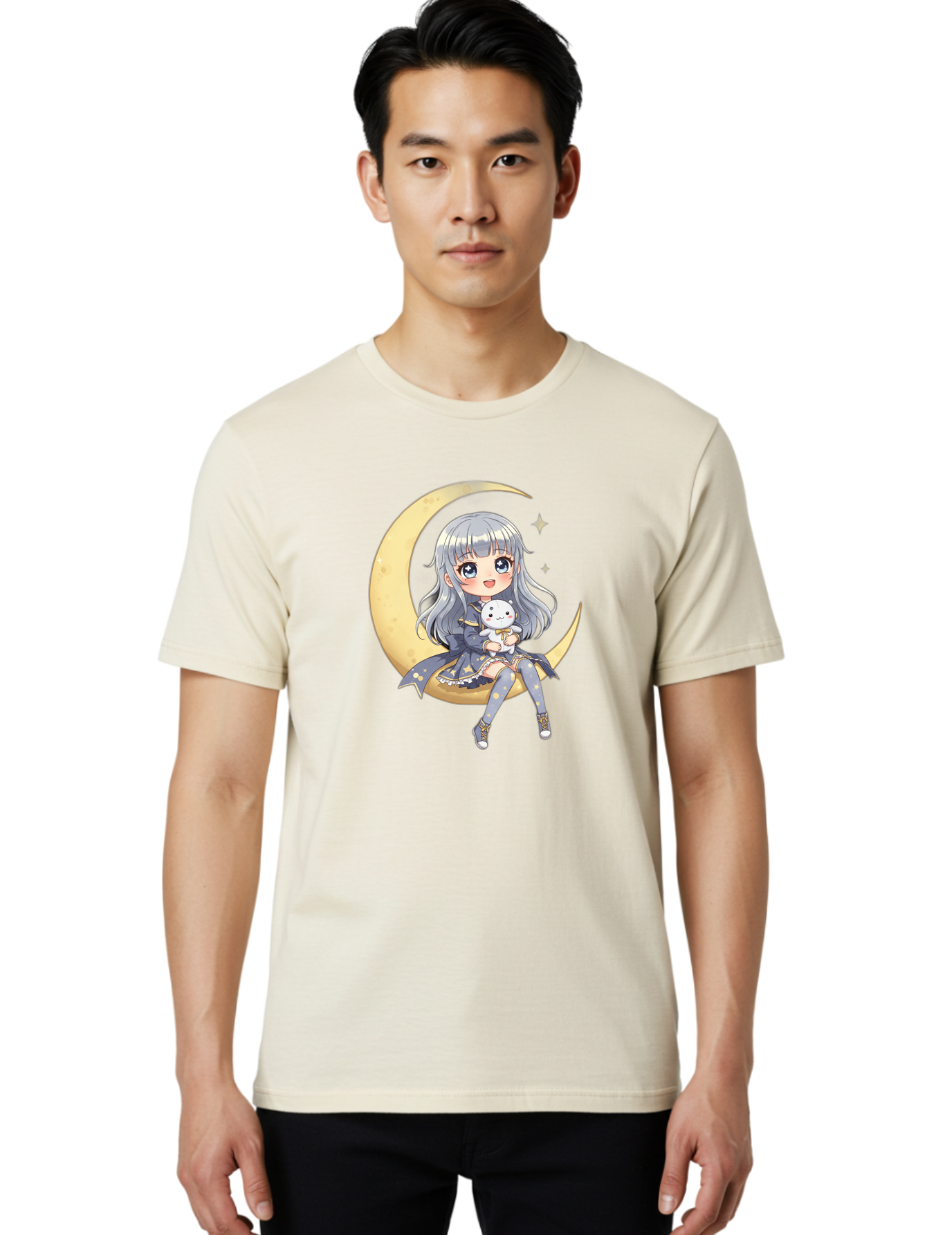 Girl-On-Crescent-Moon Men'S Graphic Tee, 100% Cotton, Comfortable Casual Summer Wear, Machine Washable, Vintage Camera, Old Camera, Antique Camera, Black Camera, Classic Photography, Photography Equipment, Nostalgic Device, Film Camera, Bak689