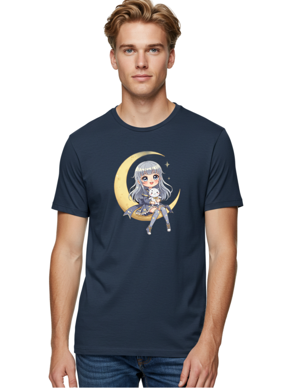 Girl-On-Crescent-Moon Men'S Graphic Tee, 100% Cotton, Comfortable Casual Summer Wear, Machine Washable, Vintage Camera, Old Camera, Antique Camera, Black Camera, Classic Photography, Photography Equipment, Nostalgic Device, Film Camera, Bak689