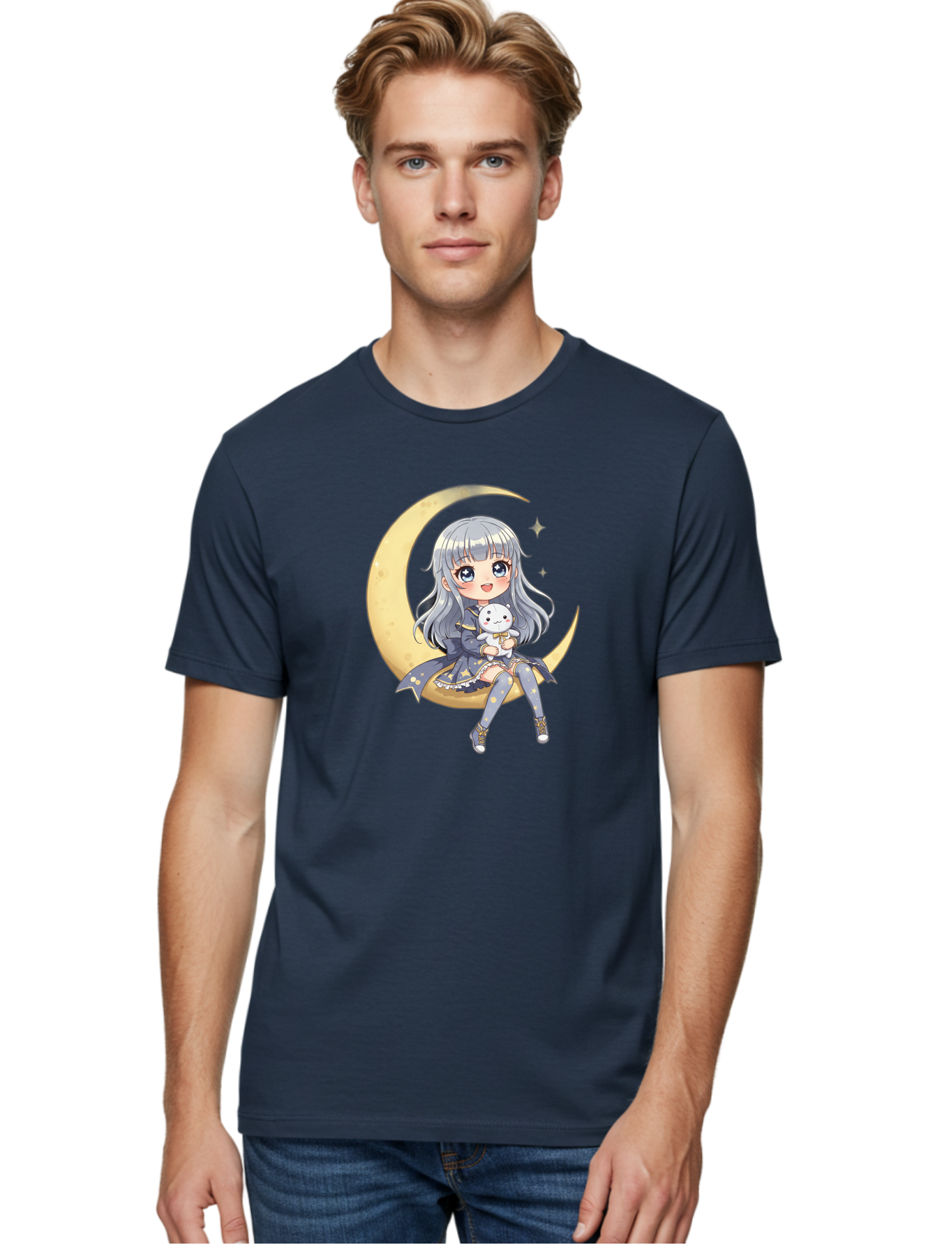 Girl-On-Crescent-Moon Men'S Graphic Tee, 100% Cotton, Comfortable Casual Summer Wear, Machine Washable, Vintage Camera, Old Camera, Antique Camera, Black Camera, Classic Photography, Photography Equipment, Nostalgic Device, Film Camera, Bak689