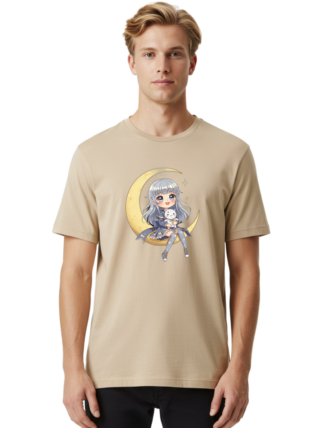 Girl-On-Crescent-Moon Men'S Graphic Tee, 100% Cotton, Comfortable Casual Summer Wear, Machine Washable, Vintage Camera, Old Camera, Antique Camera, Black Camera, Classic Photography, Photography Equipment, Nostalgic Device, Film Camera, Bak689