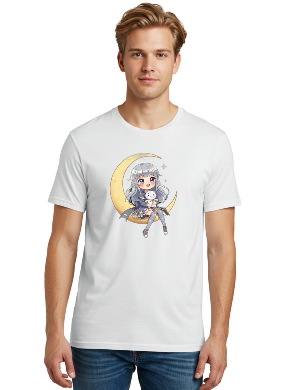 Girl-On-Crescent-Moon Men'S Graphic Tee, 100% Cotton, Comfortable Casual Summer Wear, Machine Washable, Vintage Camera, Old Camera, Antique Camera, Black Camera, Classic Photography, Photography Equipment, Nostalgic Device, Film Camera, Bak689