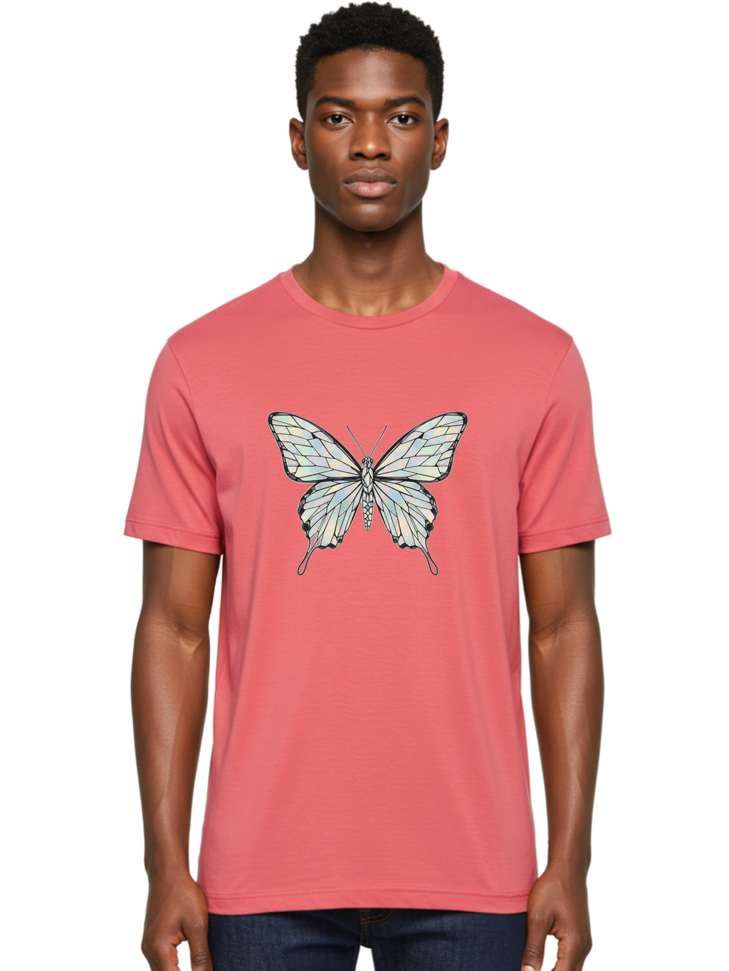 Glass-Butterfly Men'S Graphic Tee, 100% Cotton, Comfortable Casual Summer Wear, Machine Washable, Vintage Camera, Old Camera, Antique Camera, Black Camera, Classic Photography, Photography Equipment, Nostalgic Device, Film Camera, Camera Art Bak692
