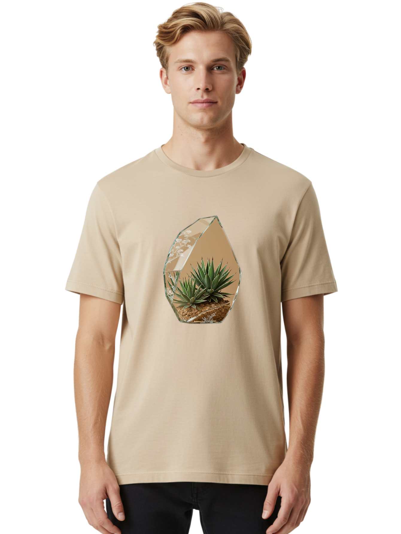 Glass-Terrarium-With-Succulents Men'S Graphic Tee, 100% Cotton, Comfortable Casual Summer Wear, Machine Washable, Vintage Camera, Old Camera, Antique Camera, Black Camera, Classic Photography, Photography Equipment, Nostalgic Device, Bak693